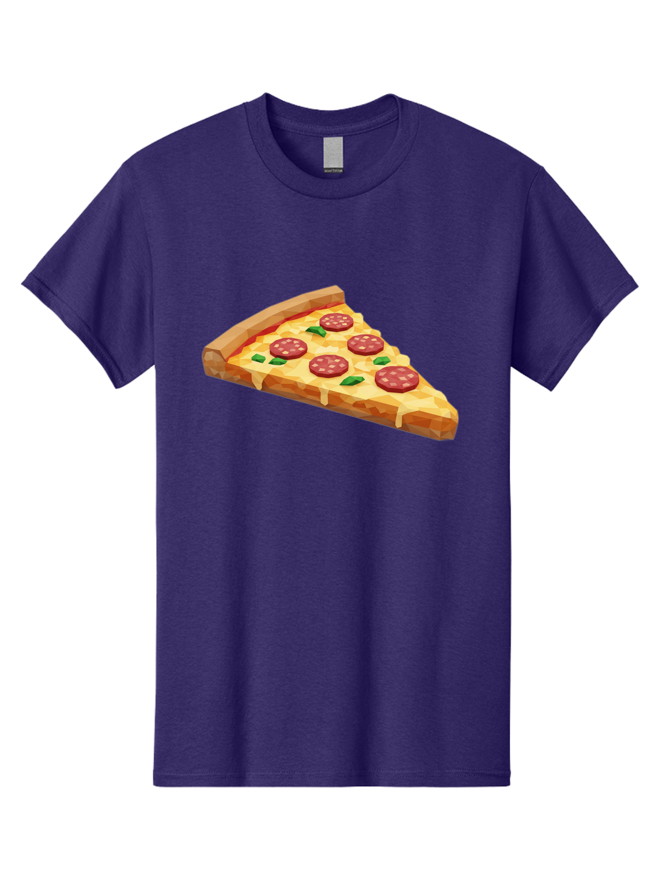 Pepperoni-Pizza-Slice Men'S Graphic Tee, 100% Cotton, Comfortable Casual Summer Wear, Machine Washable, Pepperoni Pizza, Melted Cheese, Green Basil Leaves, Pizza Slice, Cheesy Goodness, Savory Flavors, Food Illustration, Cartoon Style Bac243