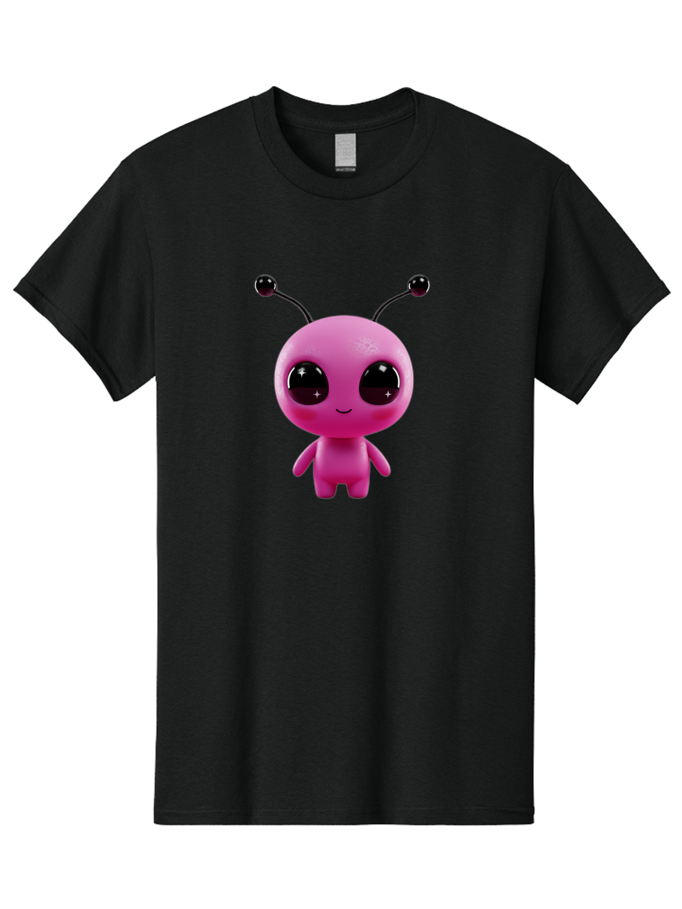 Pink-Alien Men'S Graphic Tee, 100% Cotton, Comfortable Casual Summer Wear, Machine Washable, Pink Alien Character, Cartoon Alien, Alien Figure, Cute Extraterrestrial, Adorable Cartoon Character, 3D Render, Shiny Eyes, Smiling Face, Bac247