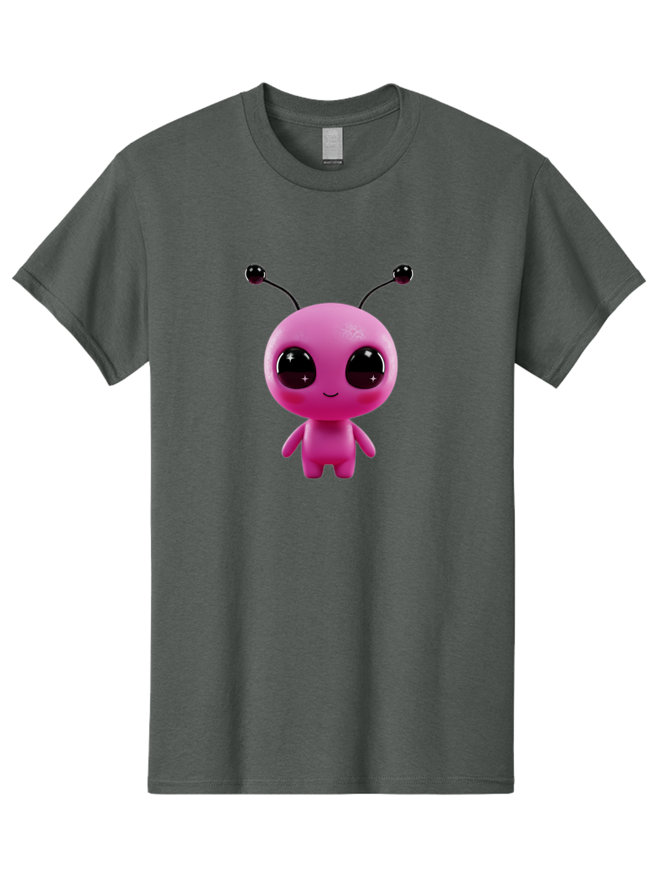 Pink-Alien Men'S Graphic Tee, 100% Cotton, Comfortable Casual Summer Wear, Machine Washable, Pink Alien Character, Cartoon Alien, Alien Figure, Cute Extraterrestrial, Adorable Cartoon Character, 3D Render, Shiny Eyes, Smiling Face, Bac247