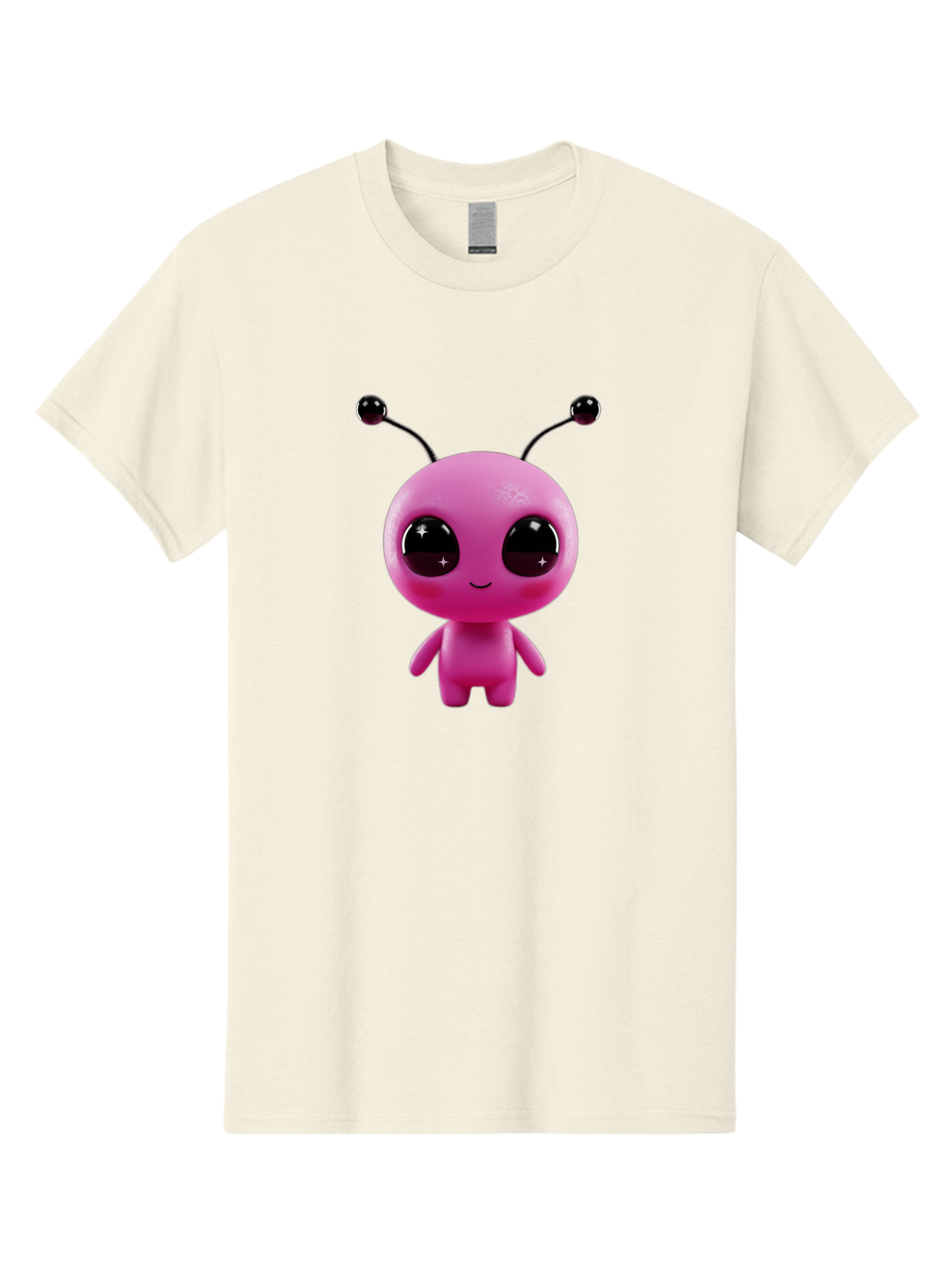 Pink-Alien Men'S Graphic Tee, 100% Cotton, Comfortable Casual Summer Wear, Machine Washable, Pink Alien Character, Cartoon Alien, Alien Figure, Cute Extraterrestrial, Adorable Cartoon Character, 3D Render, Shiny Eyes, Smiling Face, Bac247