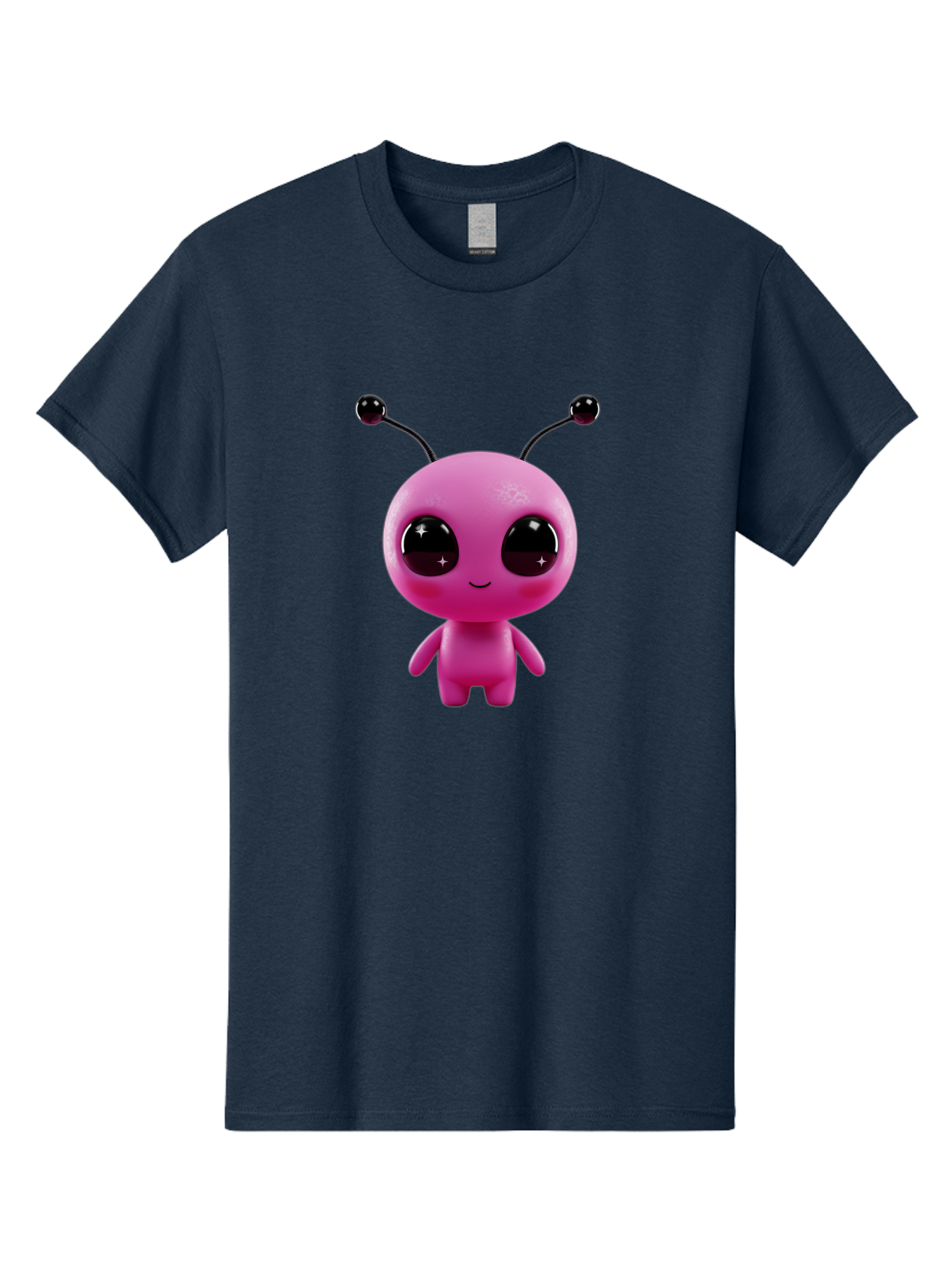 Pink-Alien Men'S Graphic Tee, 100% Cotton, Comfortable Casual Summer Wear, Machine Washable, Pink Alien Character, Cartoon Alien, Alien Figure, Cute Extraterrestrial, Adorable Cartoon Character, 3D Render, Shiny Eyes, Smiling Face, Bac247