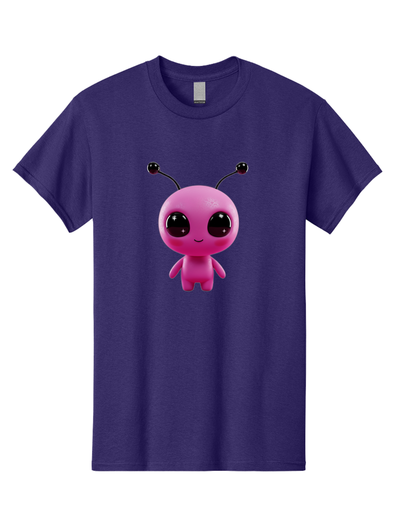 Pink-Alien Men'S Graphic Tee, 100% Cotton, Comfortable Casual Summer Wear, Machine Washable, Pink Alien Character, Cartoon Alien, Alien Figure, Cute Extraterrestrial, Adorable Cartoon Character, 3D Render, Shiny Eyes, Smiling Face, Bac247