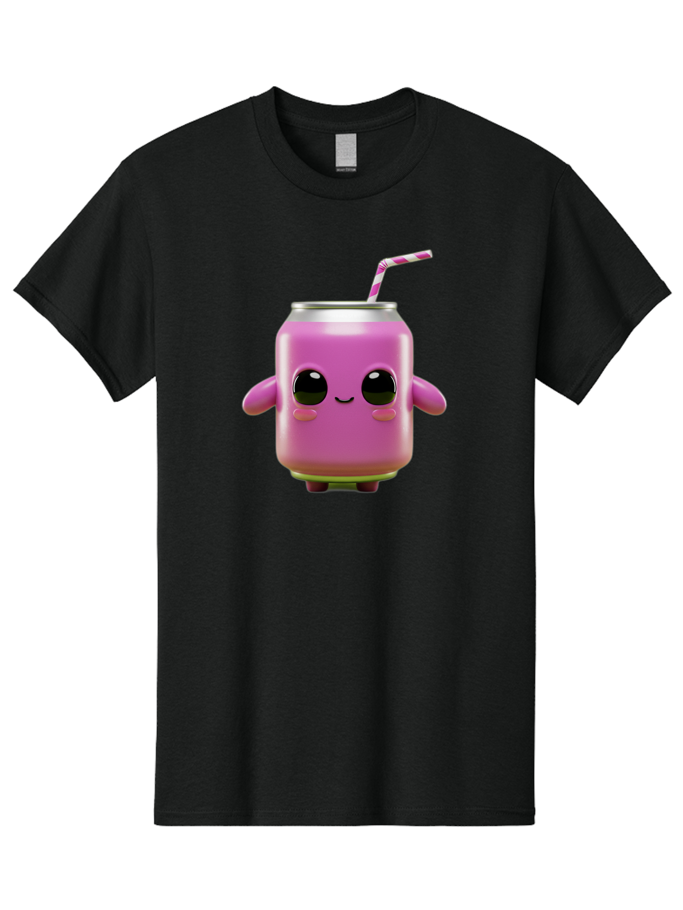 Pink-Can-Character Men'S Graphic Tee, 100% Cotton, Comfortable Casual Summer Wear, Machine Washable, Pink Soda Can Character, Cartoon Soda Can, Cute Beverage, Kawaii Culture, Soda Can With Face, Straw In Can, Soft Drink Mascot, Fun Drink, Bac248