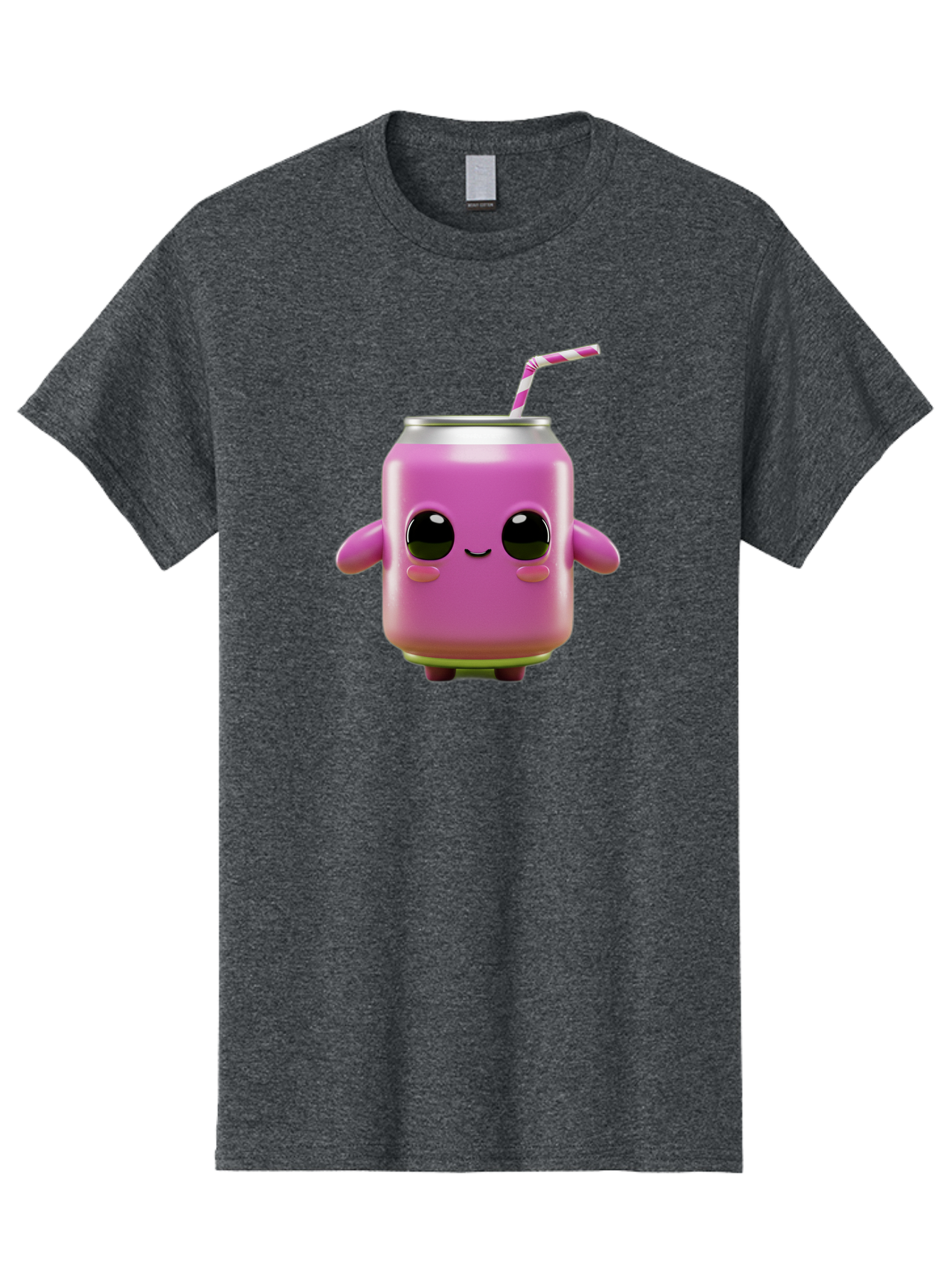 Pink-Can-Character Men'S Graphic Tee, 100% Cotton, Comfortable Casual Summer Wear, Machine Washable, Pink Soda Can Character, Cartoon Soda Can, Cute Beverage, Kawaii Culture, Soda Can With Face, Straw In Can, Soft Drink Mascot, Fun Drink, Bac248