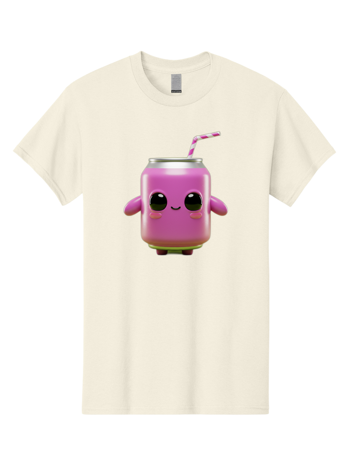 Pink-Can-Character Men'S Graphic Tee, 100% Cotton, Comfortable Casual Summer Wear, Machine Washable, Pink Soda Can Character, Cartoon Soda Can, Cute Beverage, Kawaii Culture, Soda Can With Face, Straw In Can, Soft Drink Mascot, Fun Drink, Bac248