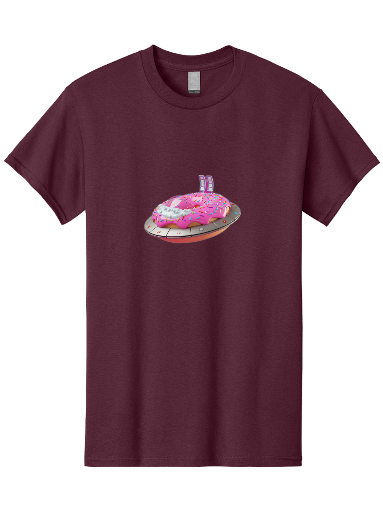 Pink-Donut-Ufo Men'S Graphic Tee, 100% Cotton, Comfortable Casual Summer Wear, Machine Washable, Donut On A Ufo, Pink Frosted Donut, Sprinkles, Digital Art, Futuristic Design, Sweet Treats, Dessert Art, Colorful Graphics, 3D Modeling, Bac249