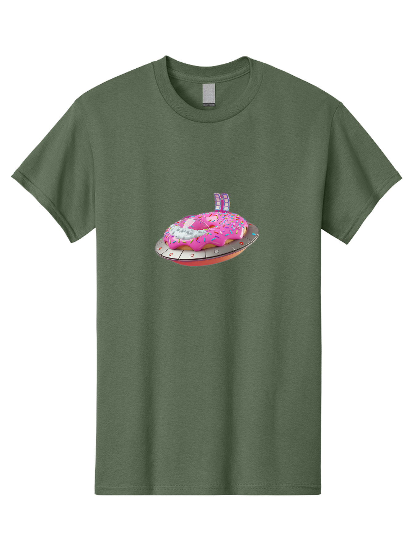 Pink-Donut-Ufo Men'S Graphic Tee, 100% Cotton, Comfortable Casual Summer Wear, Machine Washable, Donut On A Ufo, Pink Frosted Donut, Sprinkles, Digital Art, Futuristic Design, Sweet Treats, Dessert Art, Colorful Graphics, 3D Modeling, Bac249
