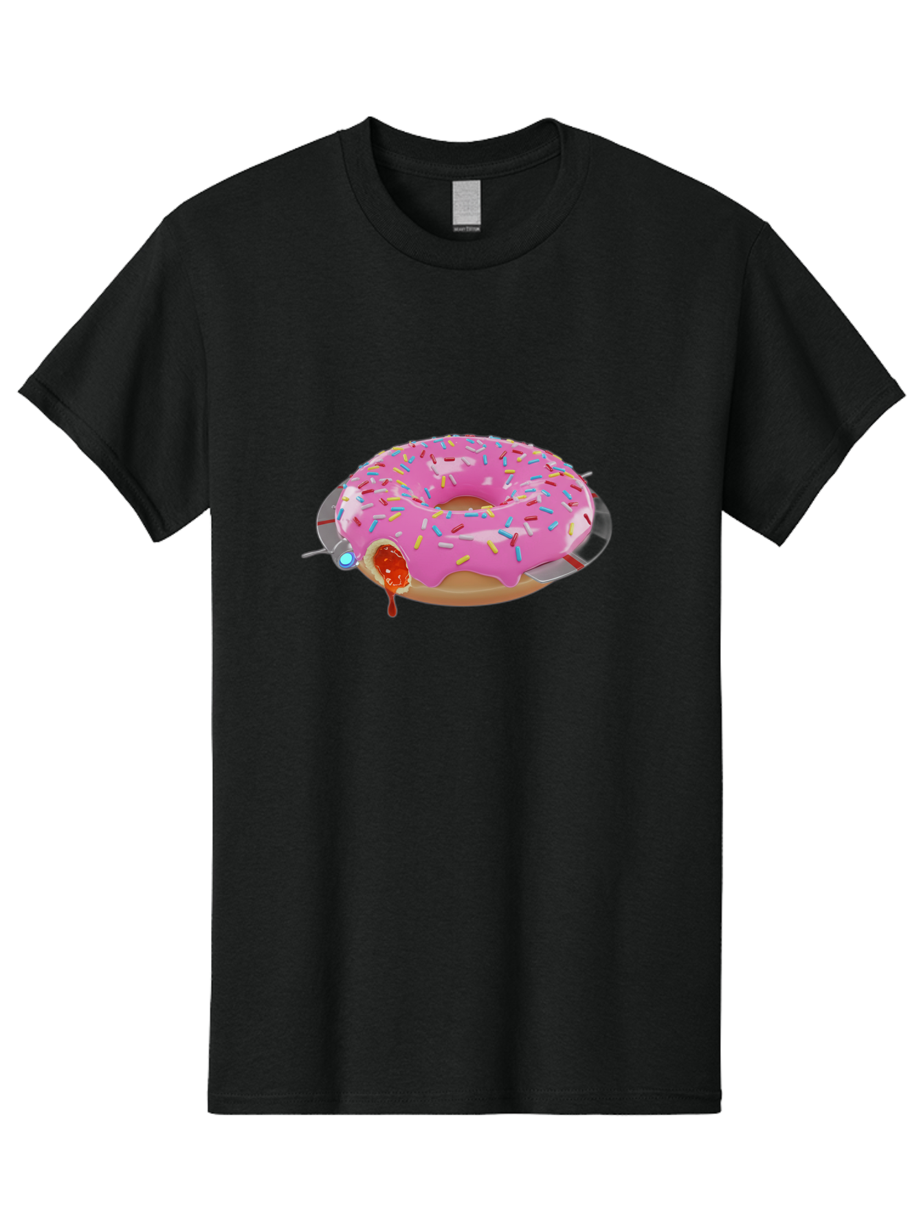 Pink-Frosted-Donut-1 Men'S Graphic Tee, 100% Cotton, Comfortable Casual Summer Wear, Machine Washable, Pink Frosted Donut, Jelly-Filled Donut, Sprinkles On Donut, Sweet Treat, Colorful Dessert, Donut With Jelly Filling, Tasty Pastry, Bac250