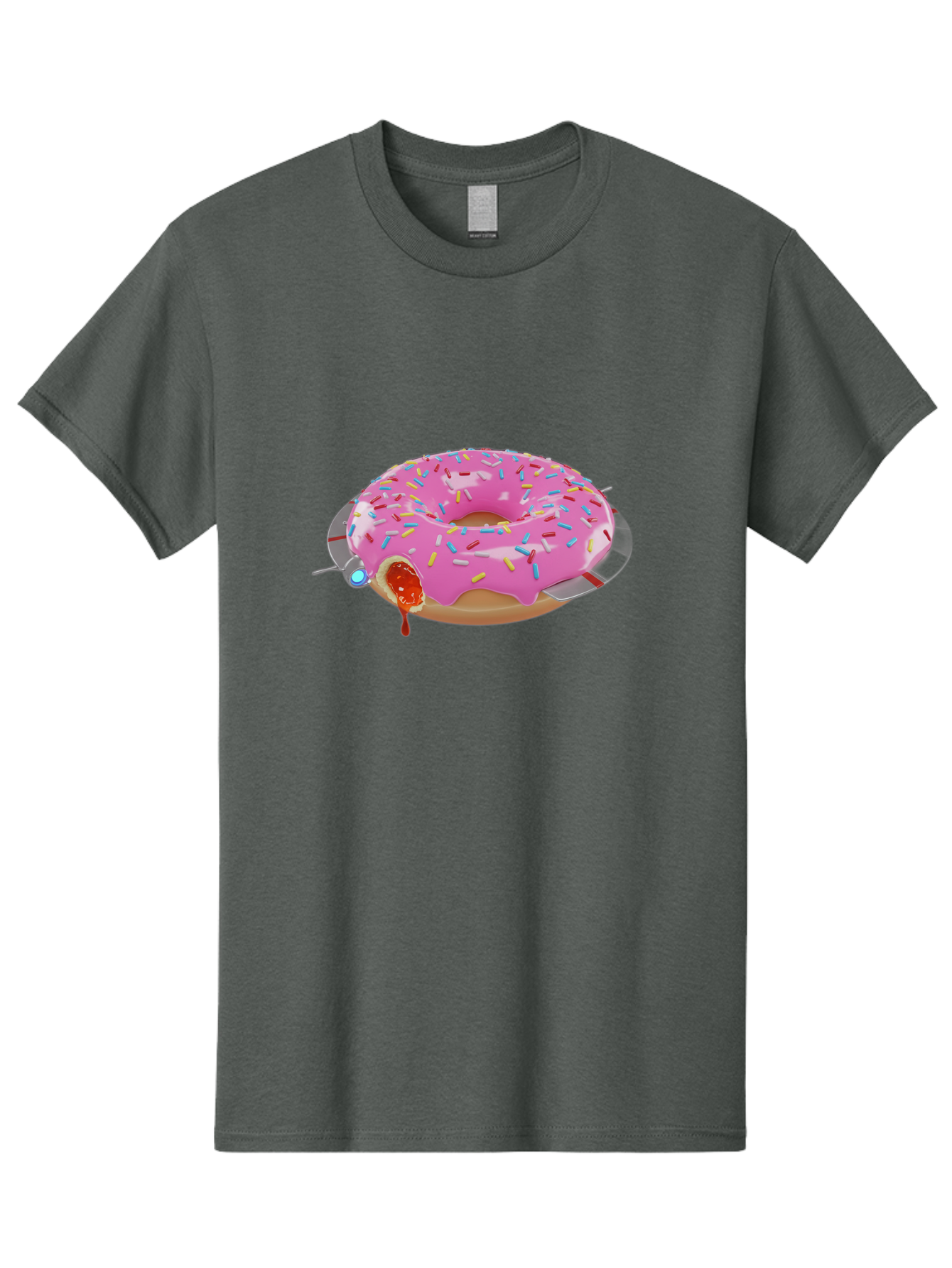 Pink-Frosted-Donut-1 Men'S Graphic Tee, 100% Cotton, Comfortable Casual Summer Wear, Machine Washable, Pink Frosted Donut, Jelly-Filled Donut, Sprinkles On Donut, Sweet Treat, Colorful Dessert, Donut With Jelly Filling, Tasty Pastry, Bac250