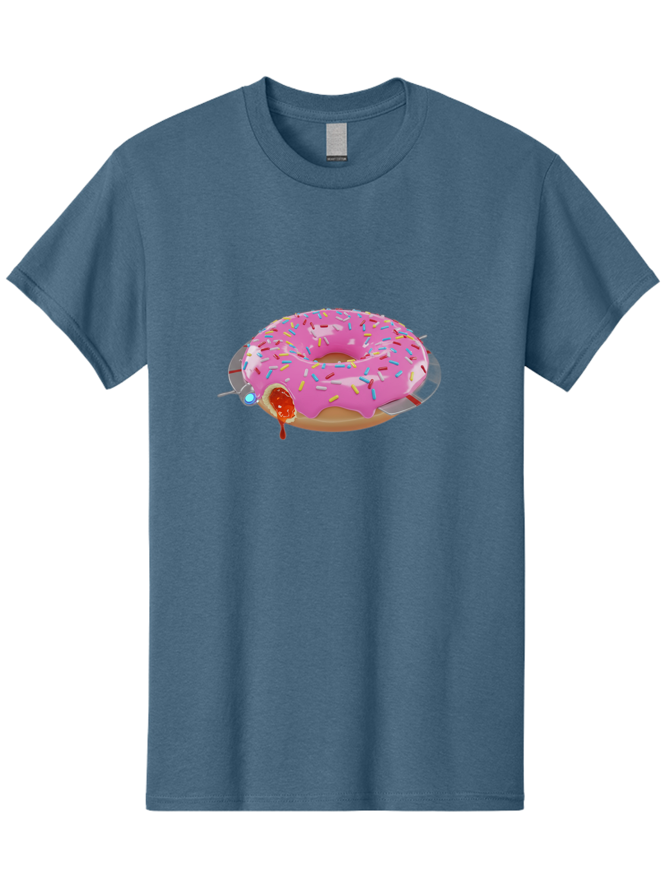 Pink-Frosted-Donut-1 Men'S Graphic Tee, 100% Cotton, Comfortable Casual Summer Wear, Machine Washable, Pink Frosted Donut, Jelly-Filled Donut, Sprinkles On Donut, Sweet Treat, Colorful Dessert, Donut With Jelly Filling, Tasty Pastry, Bac250