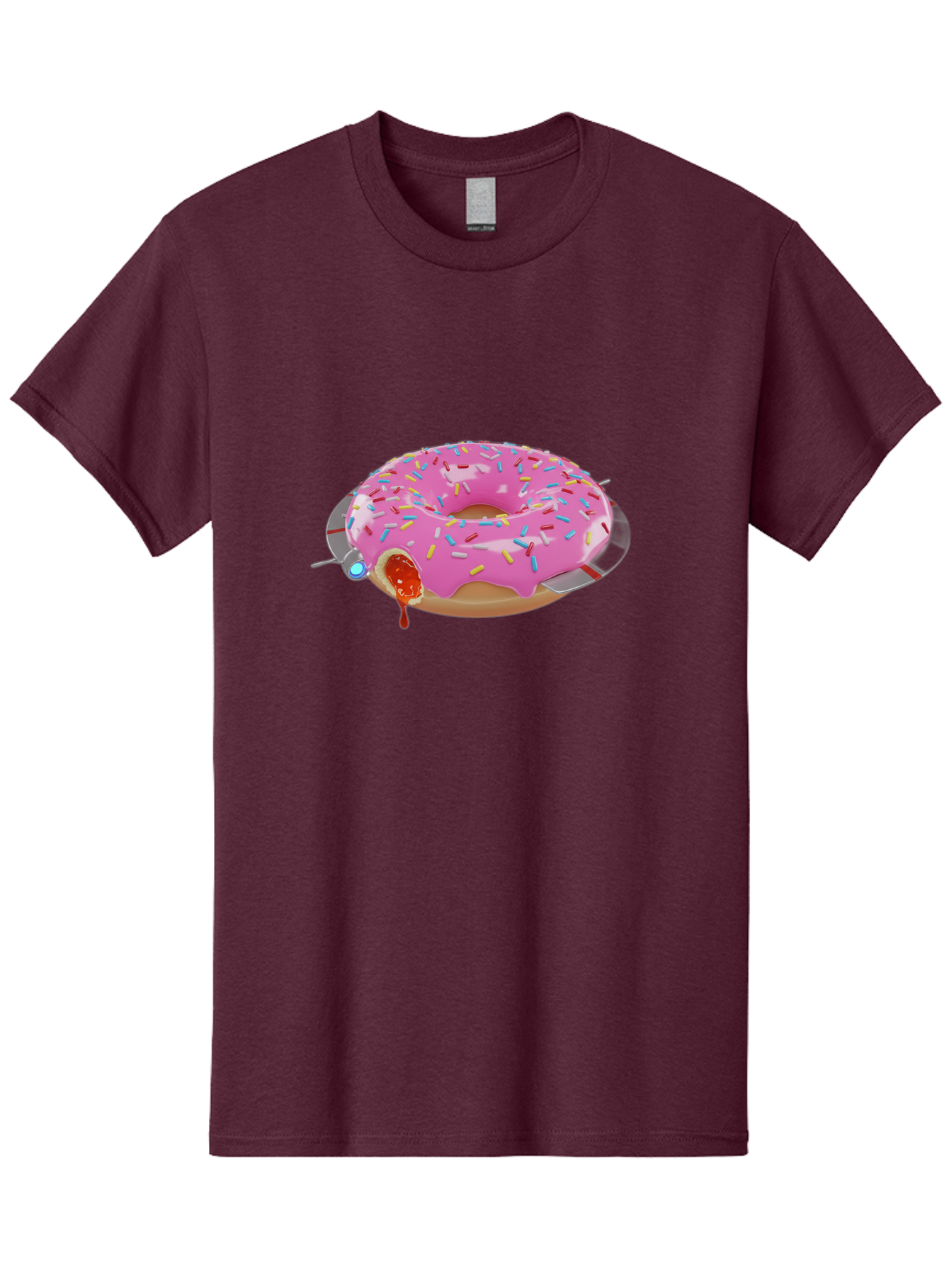 Pink-Frosted-Donut-1 Men'S Graphic Tee, 100% Cotton, Comfortable Casual Summer Wear, Machine Washable, Pink Frosted Donut, Jelly-Filled Donut, Sprinkles On Donut, Sweet Treat, Colorful Dessert, Donut With Jelly Filling, Tasty Pastry, Bac250