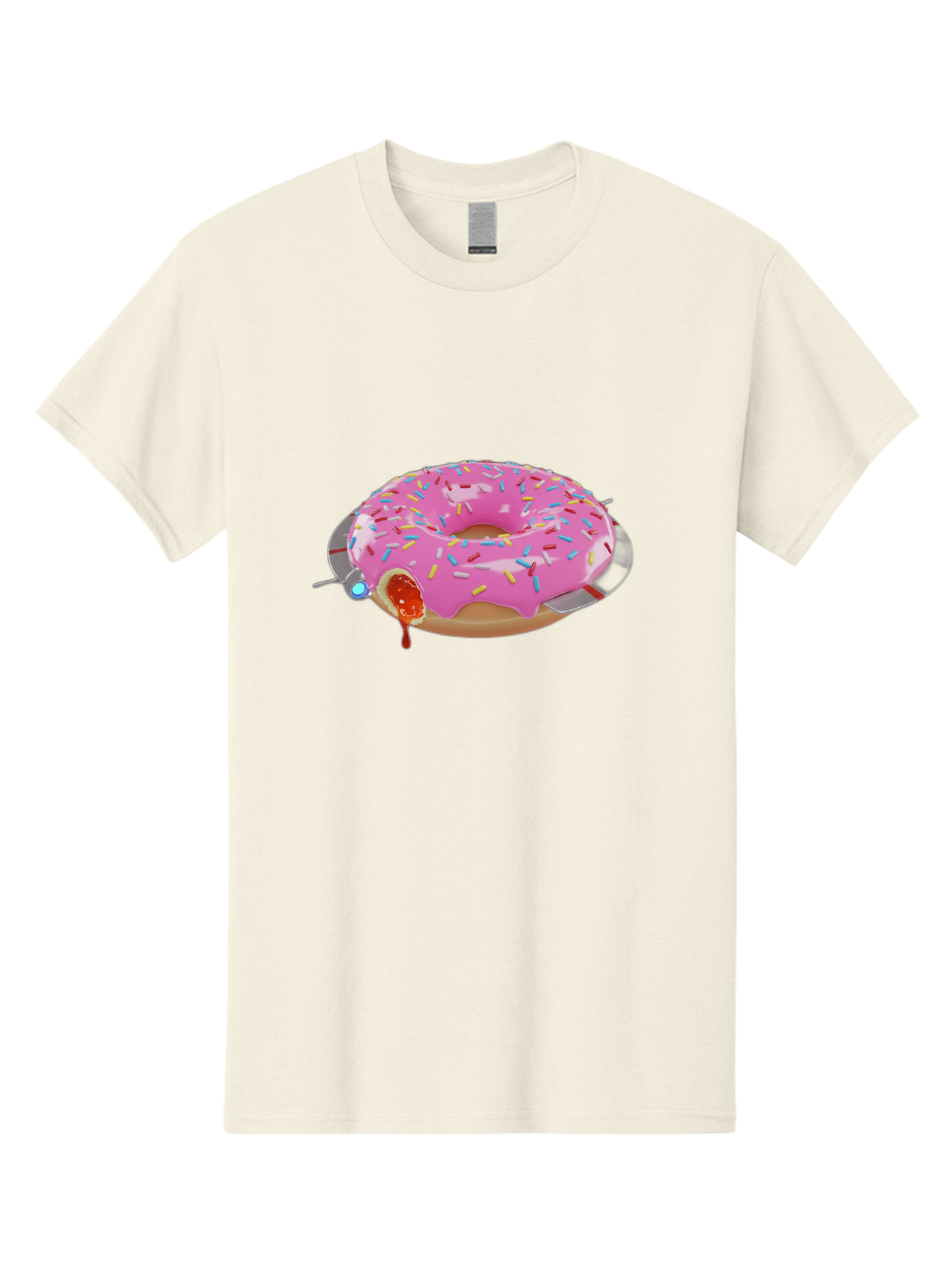 Pink-Frosted-Donut-1 Men'S Graphic Tee, 100% Cotton, Comfortable Casual Summer Wear, Machine Washable, Pink Frosted Donut, Jelly-Filled Donut, Sprinkles On Donut, Sweet Treat, Colorful Dessert, Donut With Jelly Filling, Tasty Pastry, Bac250