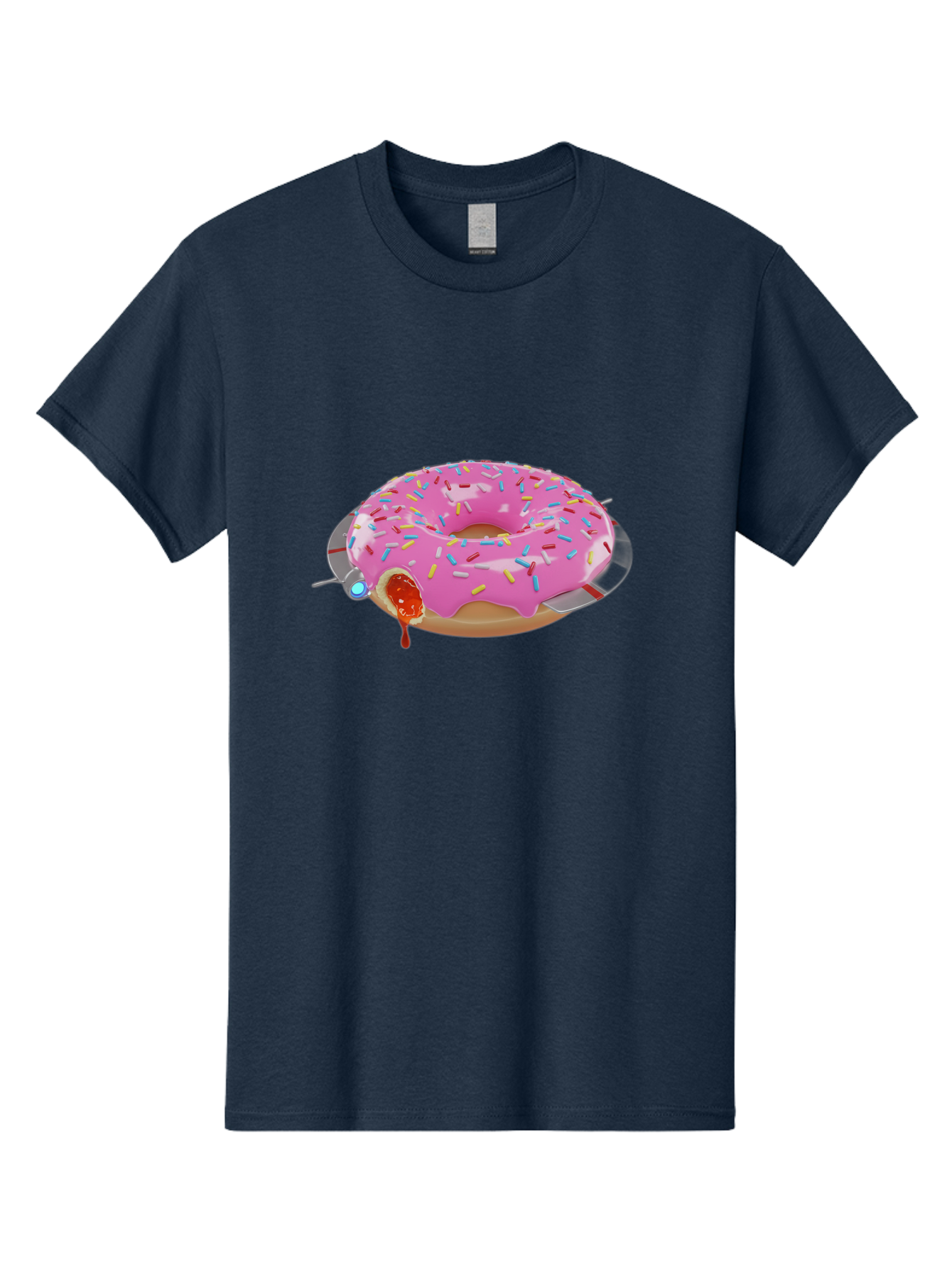 Pink-Frosted-Donut-1 Men'S Graphic Tee, 100% Cotton, Comfortable Casual Summer Wear, Machine Washable, Pink Frosted Donut, Jelly-Filled Donut, Sprinkles On Donut, Sweet Treat, Colorful Dessert, Donut With Jelly Filling, Tasty Pastry, Bac250