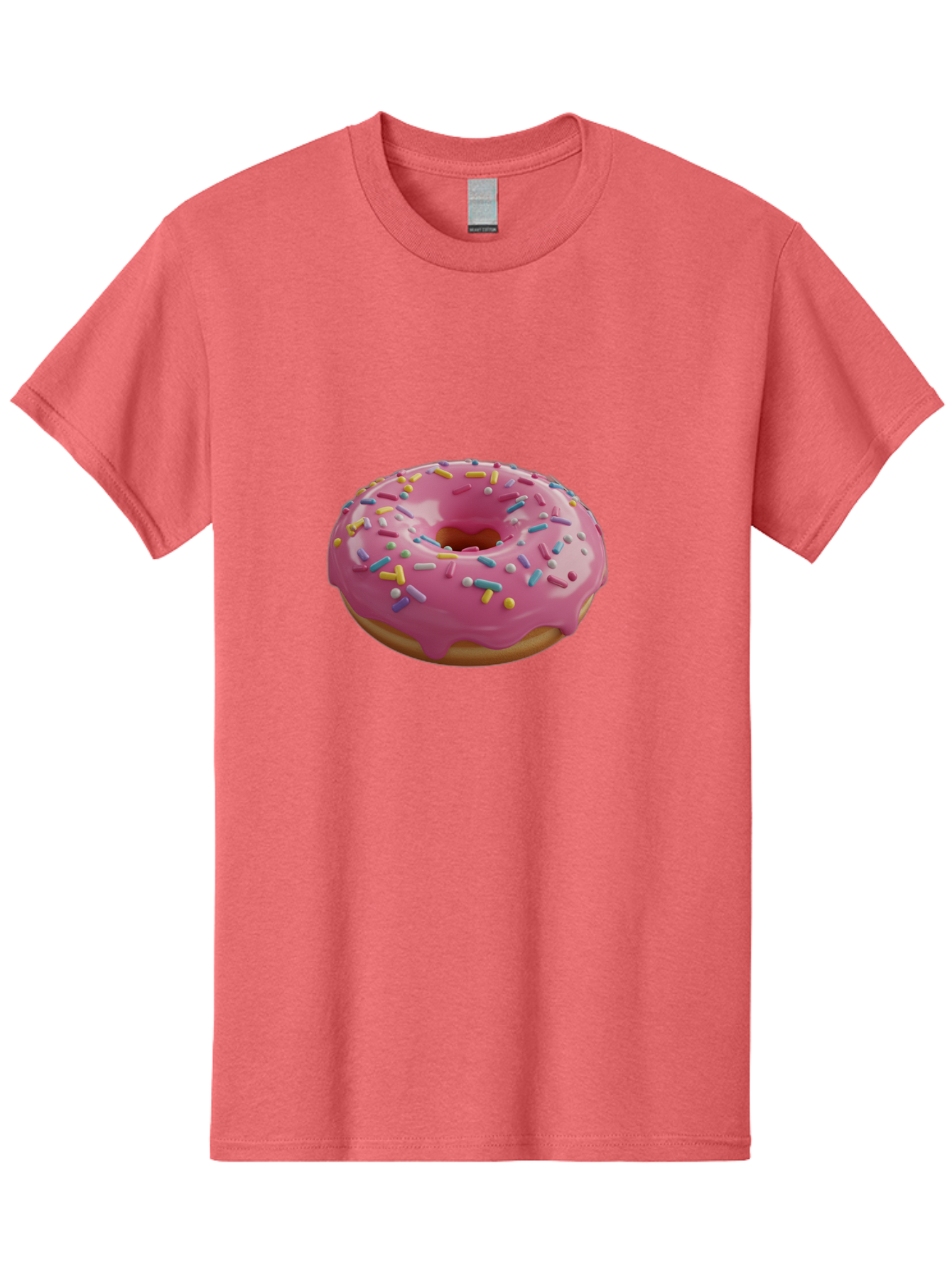 Pink-Frosted-Donut Men'S Graphic Tee, 100% Cotton, Comfortable Casual Summer Wear, Machine Washable, Pink Donut, Colorful Sprinkles, Sweet Treats, Glazed Donut, Bakery Delights, Doughnut, Tasty, Frosted, Sprinkles, Dessert Bac251
