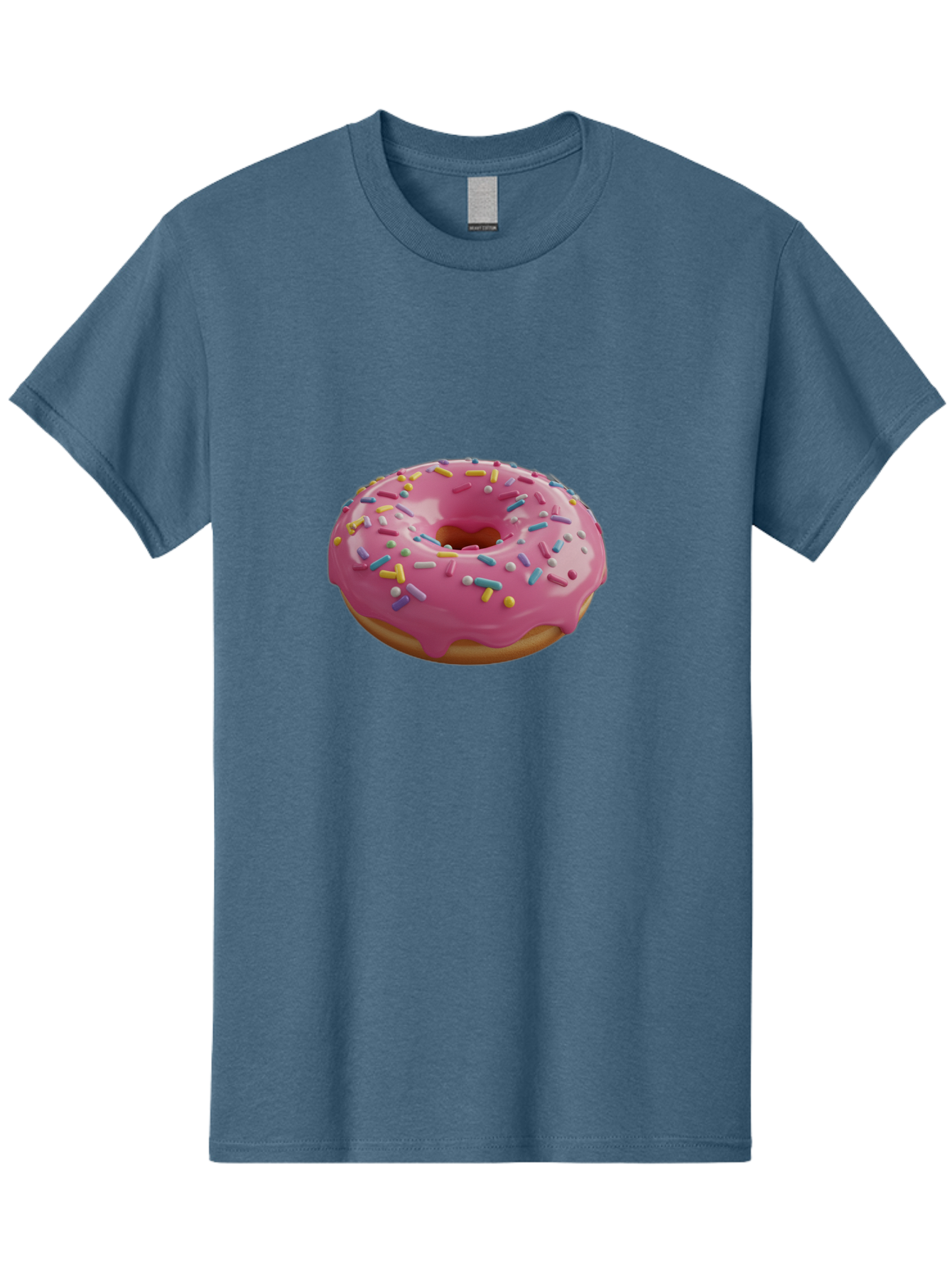 Pink-Frosted-Donut Men'S Graphic Tee, 100% Cotton, Comfortable Casual Summer Wear, Machine Washable, Pink Donut, Colorful Sprinkles, Sweet Treats, Glazed Donut, Bakery Delights, Doughnut, Tasty, Frosted, Sprinkles, Dessert Bac251