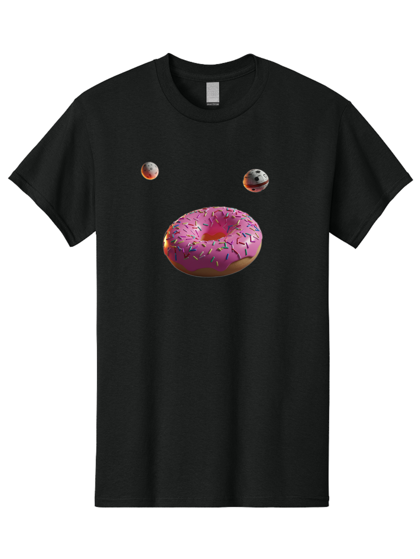 Pink-Sprinkles-Donut Men'S Graphic Tee, 100% Cotton, Comfortable Casual Summer Wear, Machine Washable, Pink Frosted Donut, Sprinkles, Baked Goods, Tasty Treats, Glazed Donuts, Sweet Indulgences, Dessert Delights, Colorful Sweets Bac254