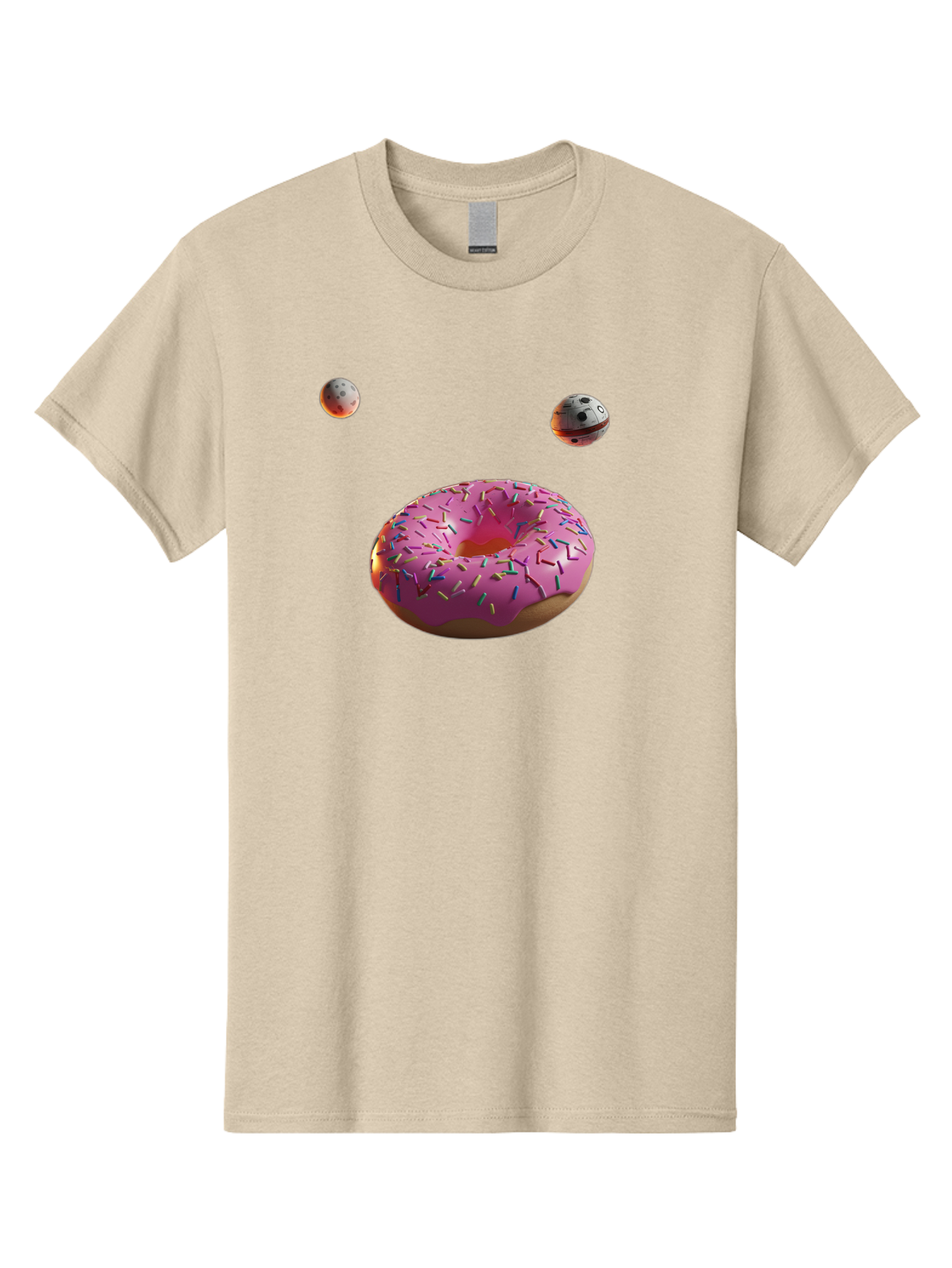 Pink-Sprinkles-Donut Men'S Graphic Tee, 100% Cotton, Comfortable Casual Summer Wear, Machine Washable, Pink Frosted Donut, Sprinkles, Baked Goods, Tasty Treats, Glazed Donuts, Sweet Indulgences, Dessert Delights, Colorful Sweets Bac254