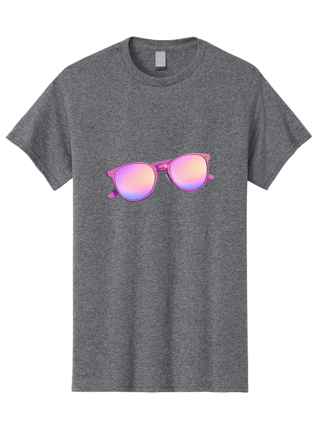 Pink-Sunglasses Men'S Graphic Tee, 100% Cotton, Comfortable Casual Summer Wear, Machine Washable, Pink Sunglasses, Pastel Shades, Rainbow Lenses, Cool Accessories, Fashion Trends, Trendy Eyewear, Stylish Shades Bac255