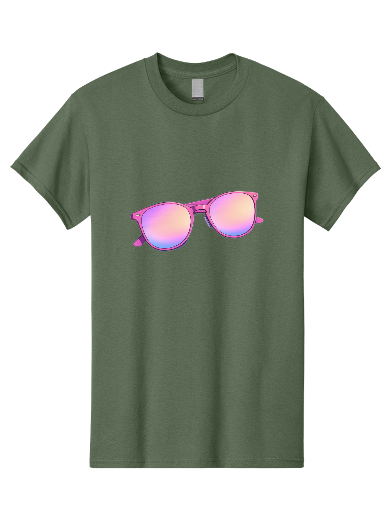 Pink-Sunglasses Men'S Graphic Tee, 100% Cotton, Comfortable Casual Summer Wear, Machine Washable, Pink Sunglasses, Pastel Shades, Rainbow Lenses, Cool Accessories, Fashion Trends, Trendy Eyewear, Stylish Shades Bac255