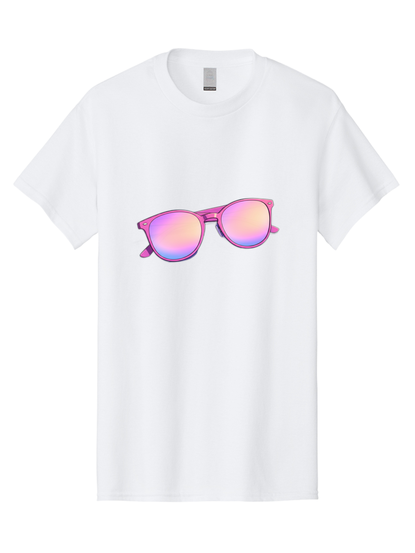 Pink-Sunglasses Men'S Graphic Tee, 100% Cotton, Comfortable Casual Summer Wear, Machine Washable, Pink Sunglasses, Pastel Shades, Rainbow Lenses, Cool Accessories, Fashion Trends, Trendy Eyewear, Stylish Shades Bac255