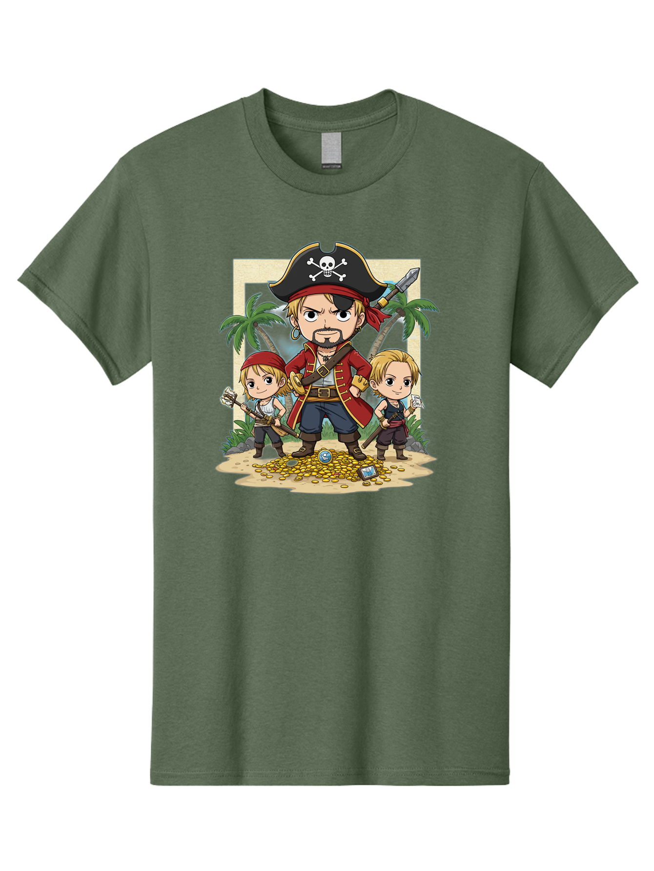 Pirate-And-Children Men'S Graphic Tee, 100% Cotton, Comfortable Casual Summer Wear, Machine Washable, Cartoon Pirate, Pirate Crew, Pirate Adventure, Swashbuckling, Treasure Hunt, Pirate Life, Pirate Kids, Pirate Art, Kids Illustration, Bac256