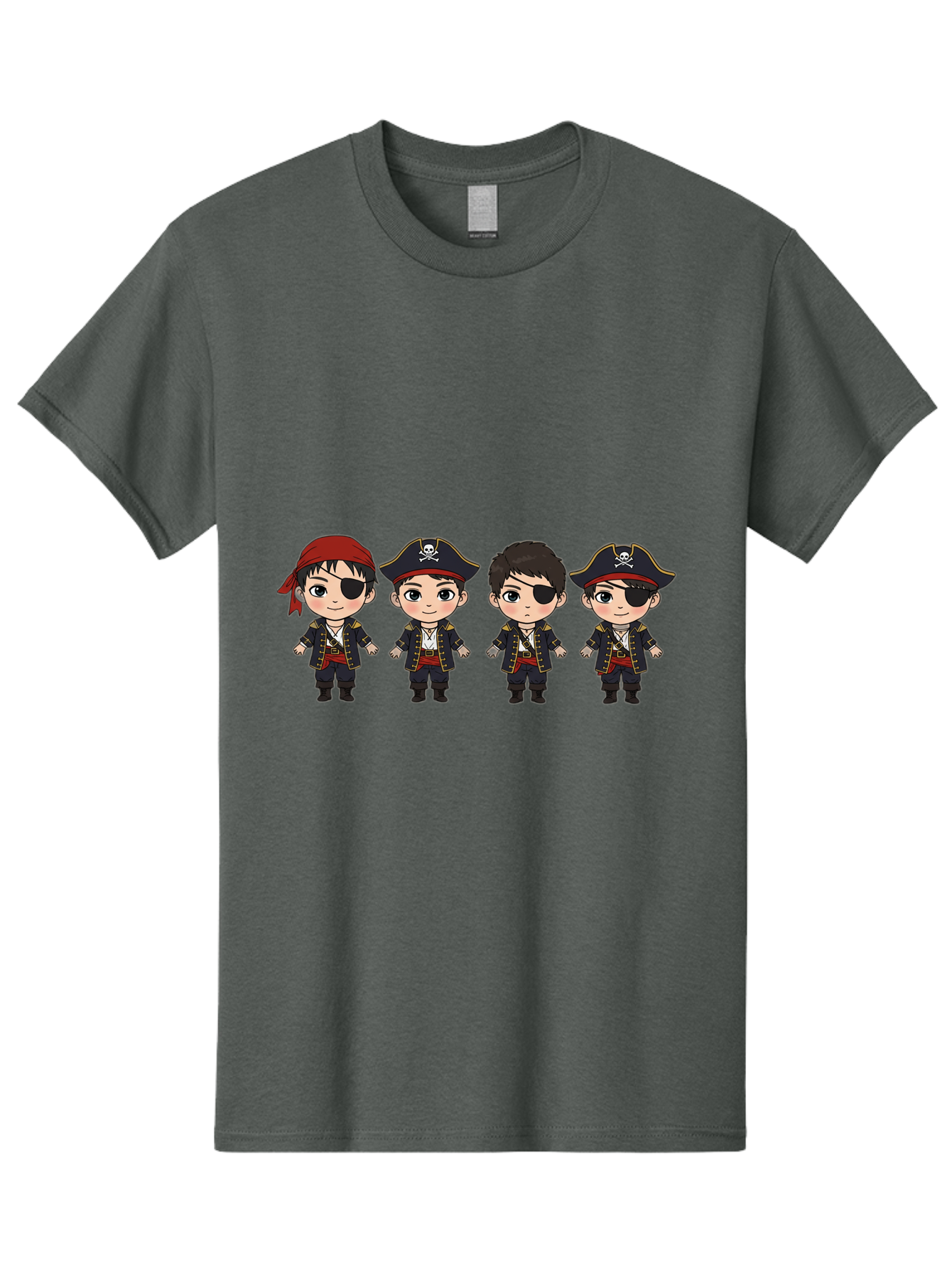 Pirate-Characters Men'S Graphic Tee, 100% Cotton, Comfortable Casual Summer Wear, Machine Washable, Cartoon Pirate Boys, Pirate Costumes, Eye Patches, Pirate Hats, Skull And Crossbones, Pirate Fashion, Kawaii Pirates, Pirate Accessories, Bac257
