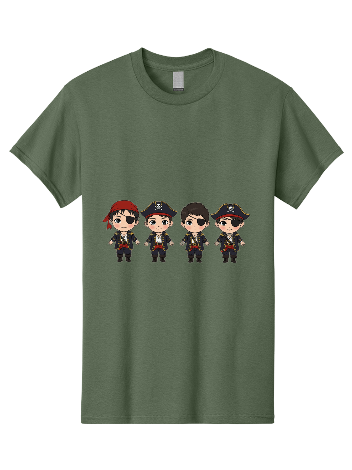 Pirate-Characters Men'S Graphic Tee, 100% Cotton, Comfortable Casual Summer Wear, Machine Washable, Cartoon Pirate Boys, Pirate Costumes, Eye Patches, Pirate Hats, Skull And Crossbones, Pirate Fashion, Kawaii Pirates, Pirate Accessories, Bac257