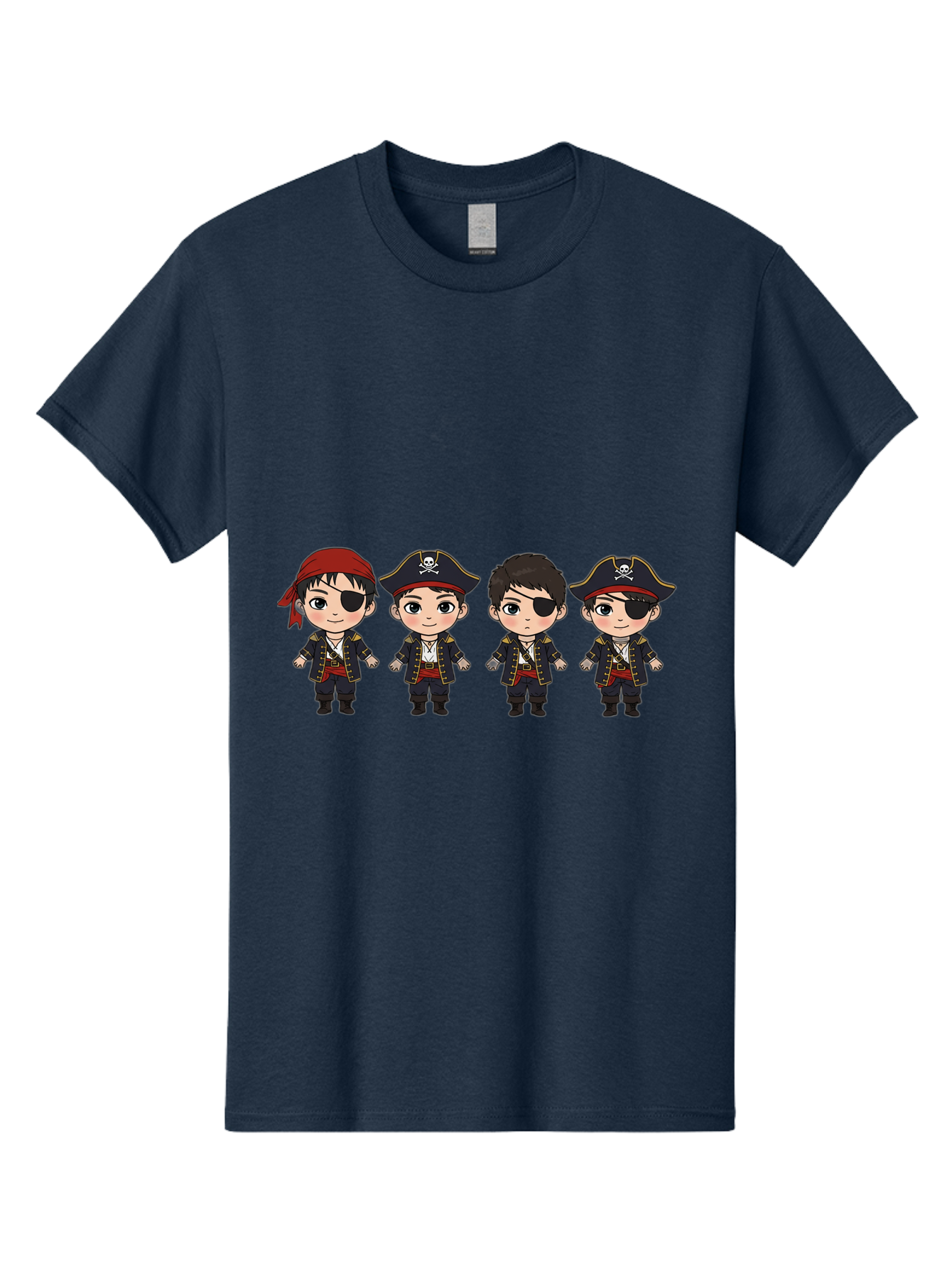 Pirate-Characters Men'S Graphic Tee, 100% Cotton, Comfortable Casual Summer Wear, Machine Washable, Cartoon Pirate Boys, Pirate Costumes, Eye Patches, Pirate Hats, Skull And Crossbones, Pirate Fashion, Kawaii Pirates, Pirate Accessories, Bac257