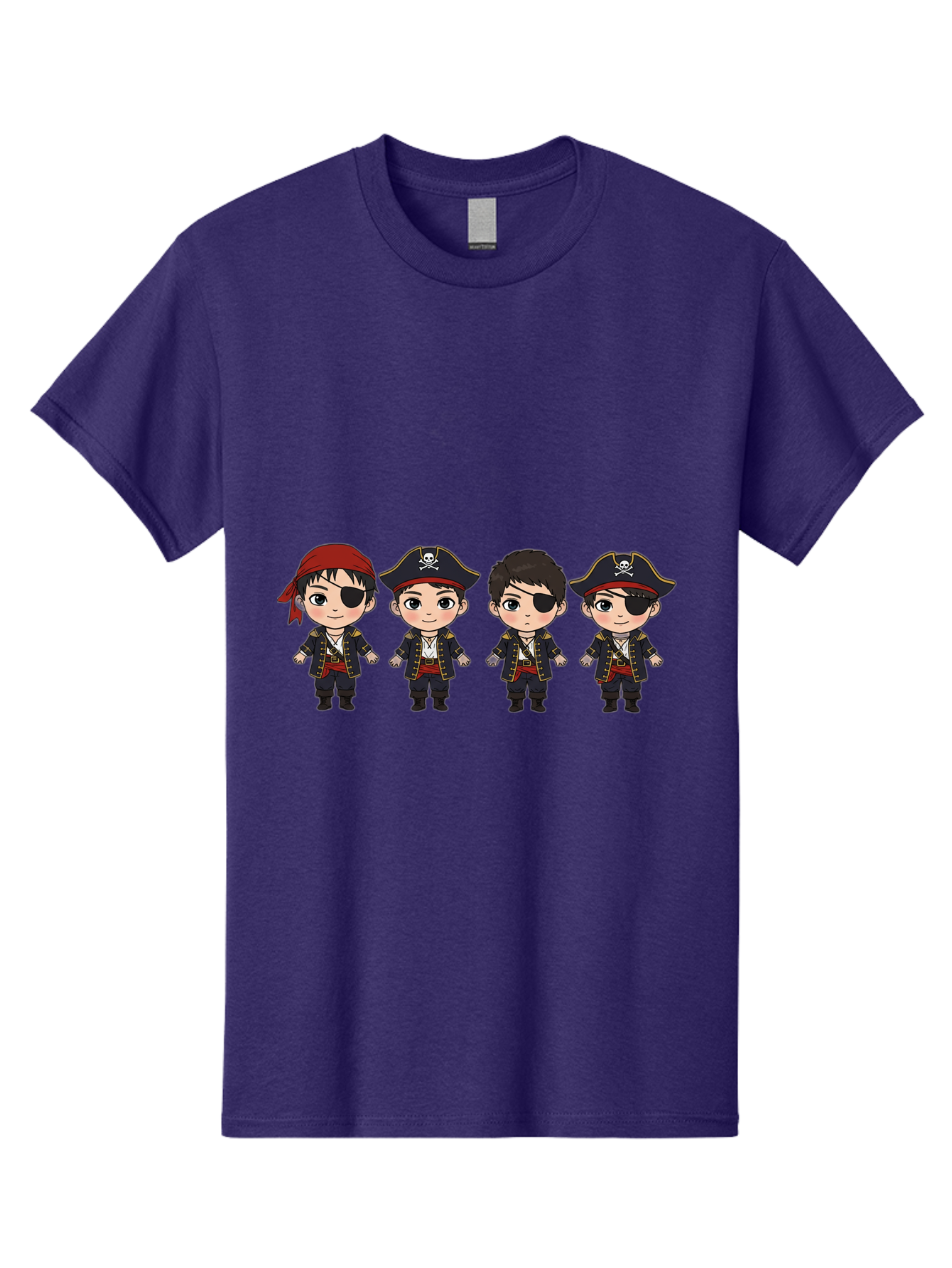 Pirate-Characters Men'S Graphic Tee, 100% Cotton, Comfortable Casual Summer Wear, Machine Washable, Cartoon Pirate Boys, Pirate Costumes, Eye Patches, Pirate Hats, Skull And Crossbones, Pirate Fashion, Kawaii Pirates, Pirate Accessories, Bac257