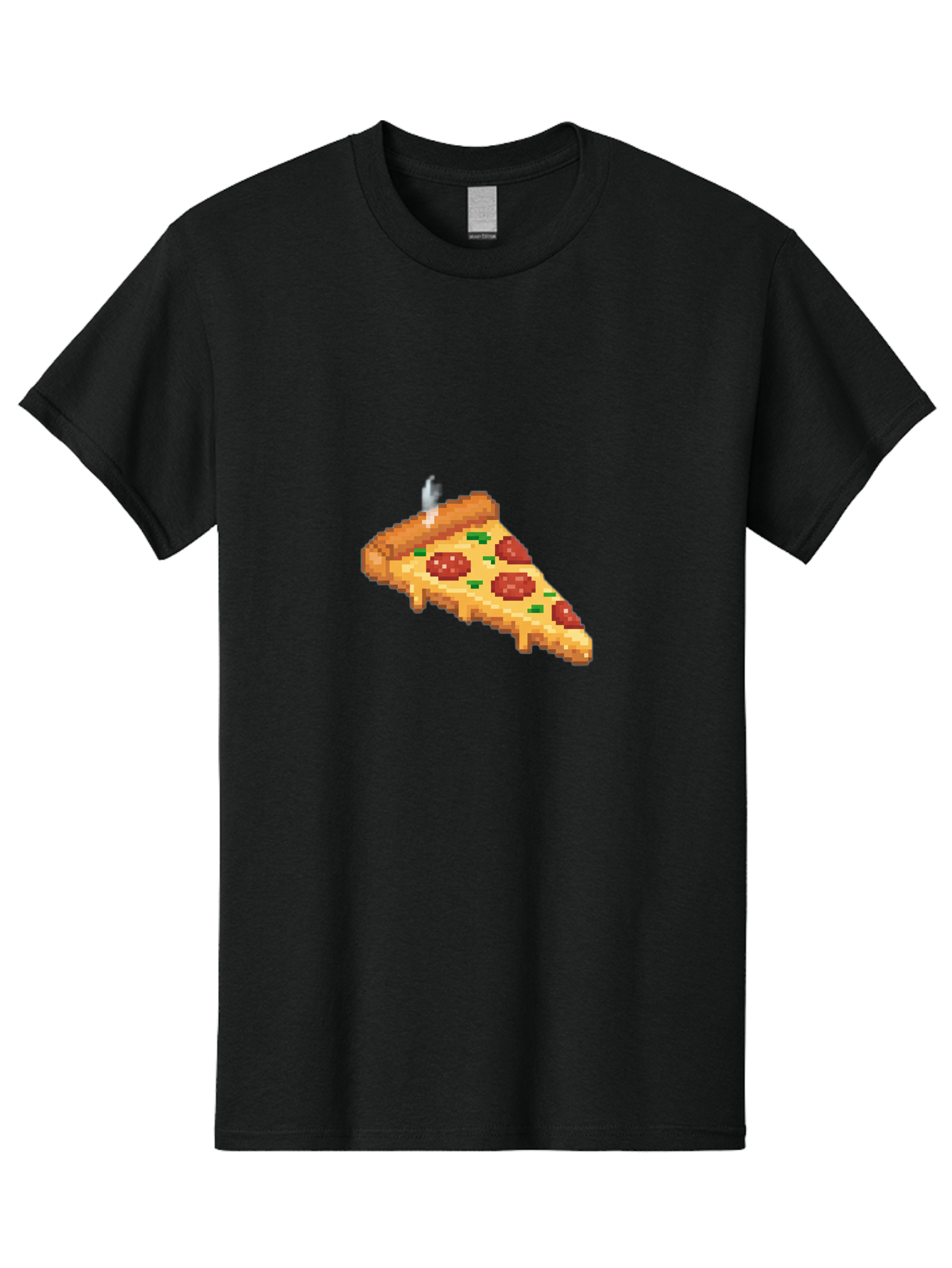 Pixelated-Pizza-Slice Men'S Graphic Tee, 100% Cotton, Comfortable Casual Summer Wear, Machine Washable, Delicious Pepperoni Pizza, Cheesy Goodness, Pixel Art, Retro Video Game, Tasty Treat, Melted Cheese, Savory Flavors, Foodie Delight Bac259