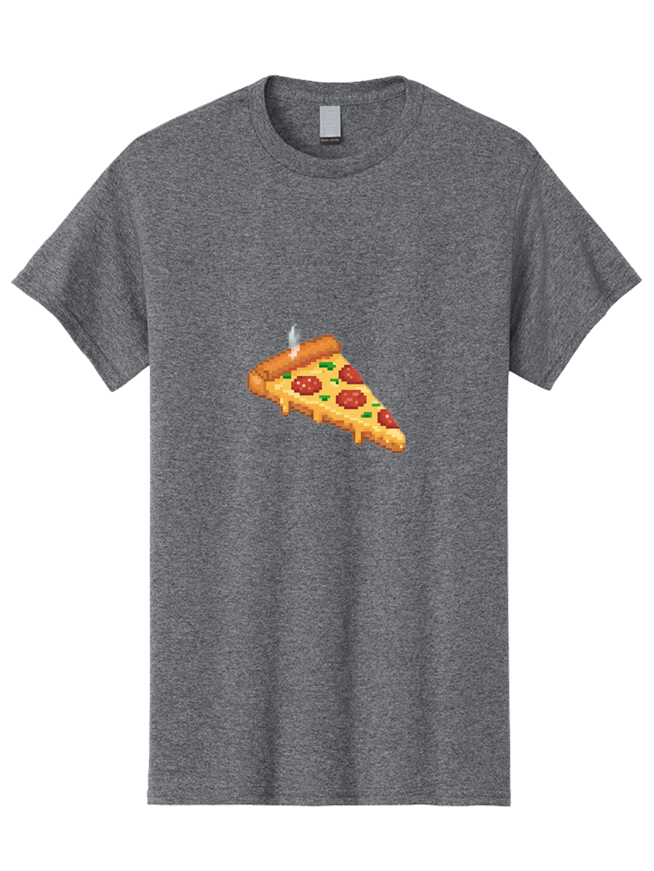 Pixelated-Pizza-Slice Men'S Graphic Tee, 100% Cotton, Comfortable Casual Summer Wear, Machine Washable, Delicious Pepperoni Pizza, Cheesy Goodness, Pixel Art, Retro Video Game, Tasty Treat, Melted Cheese, Savory Flavors, Foodie Delight Bac259