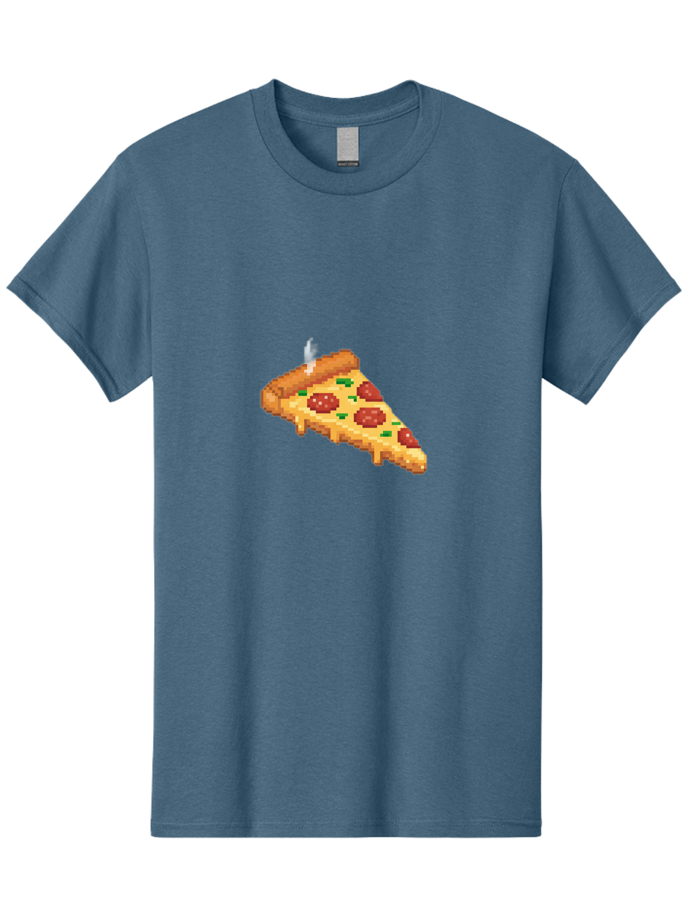 Pixelated-Pizza-Slice Men'S Graphic Tee, 100% Cotton, Comfortable Casual Summer Wear, Machine Washable, Delicious Pepperoni Pizza, Cheesy Goodness, Pixel Art, Retro Video Game, Tasty Treat, Melted Cheese, Savory Flavors, Foodie Delight Bac259