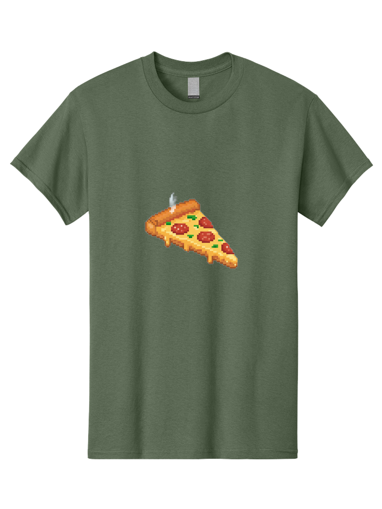 Pixelated-Pizza-Slice Men'S Graphic Tee, 100% Cotton, Comfortable Casual Summer Wear, Machine Washable, Delicious Pepperoni Pizza, Cheesy Goodness, Pixel Art, Retro Video Game, Tasty Treat, Melted Cheese, Savory Flavors, Foodie Delight Bac259