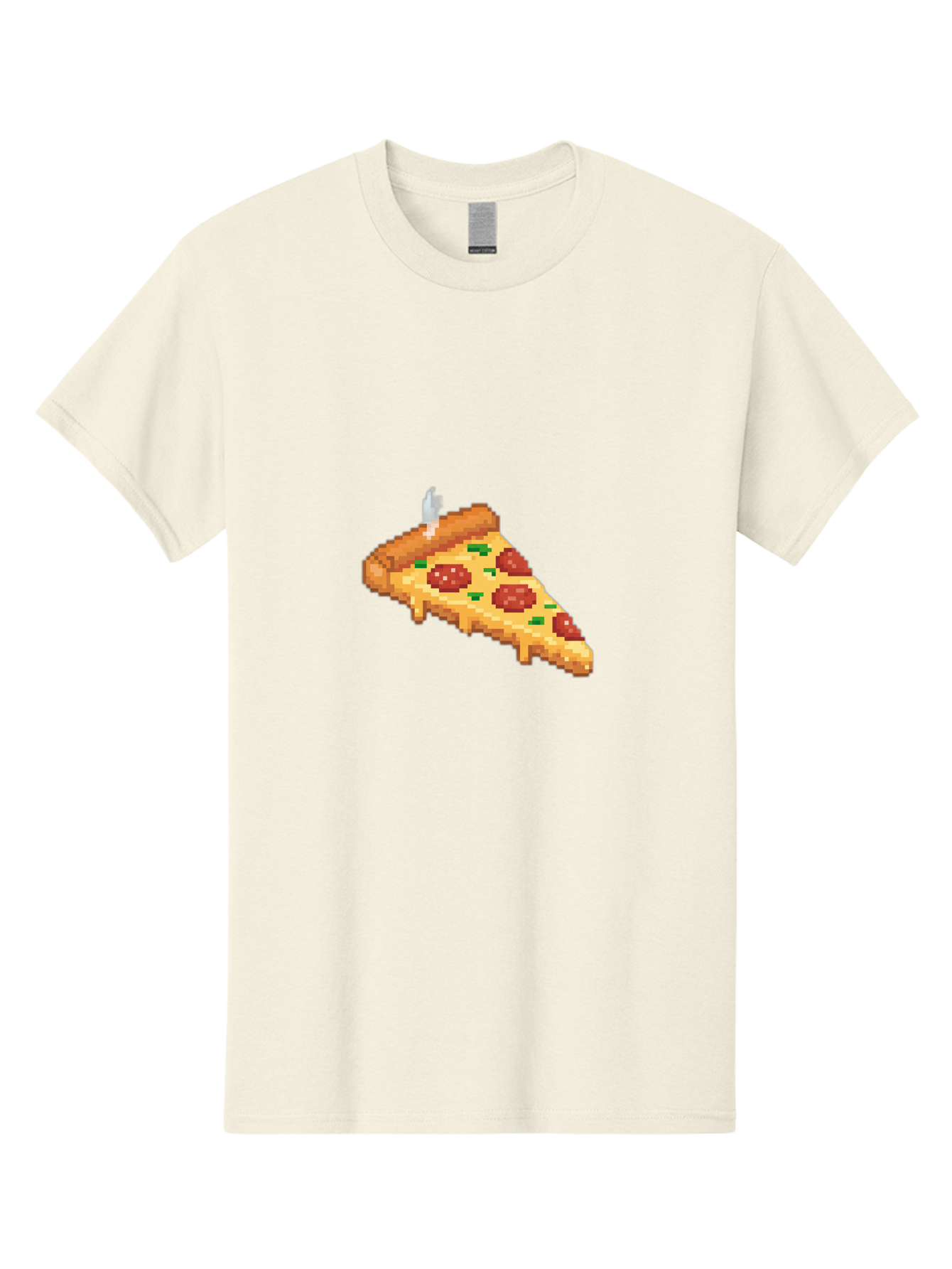 Pixelated-Pizza-Slice Men'S Graphic Tee, 100% Cotton, Comfortable Casual Summer Wear, Machine Washable, Delicious Pepperoni Pizza, Cheesy Goodness, Pixel Art, Retro Video Game, Tasty Treat, Melted Cheese, Savory Flavors, Foodie Delight Bac259