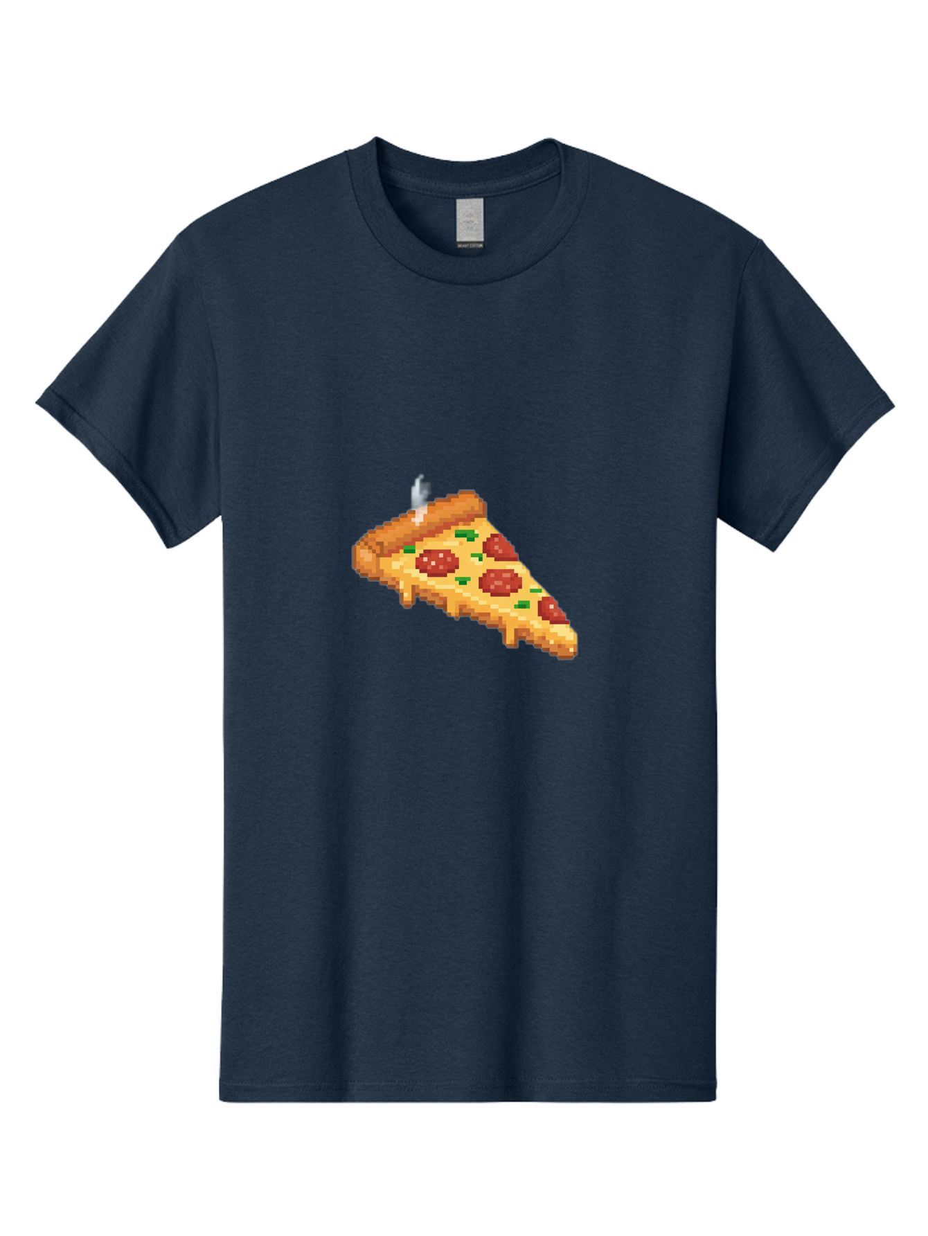 Pixelated-Pizza-Slice Men'S Graphic Tee, 100% Cotton, Comfortable Casual Summer Wear, Machine Washable, Delicious Pepperoni Pizza, Cheesy Goodness, Pixel Art, Retro Video Game, Tasty Treat, Melted Cheese, Savory Flavors, Foodie Delight Bac259