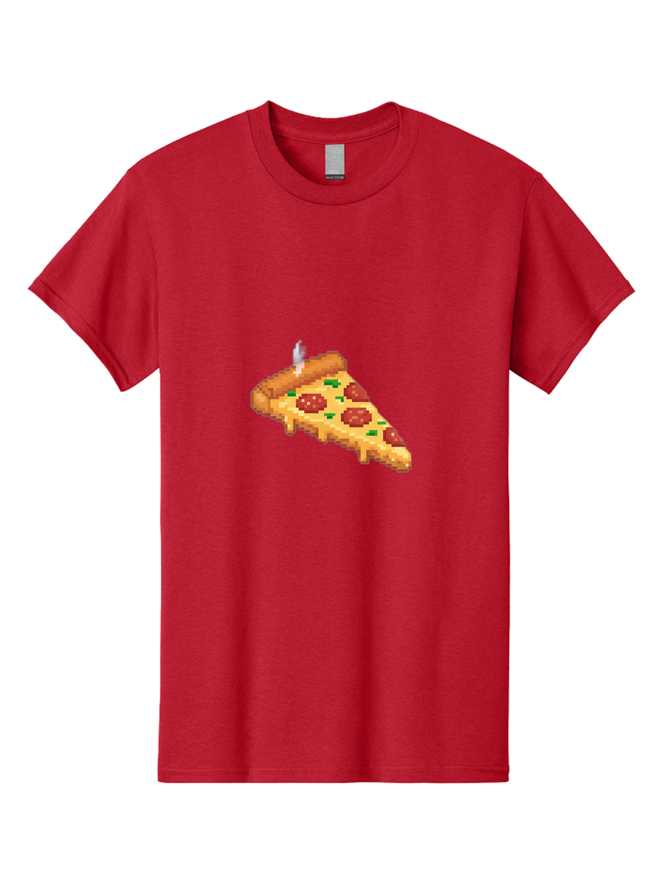 Pixelated-Pizza-Slice Men'S Graphic Tee, 100% Cotton, Comfortable Casual Summer Wear, Machine Washable, Delicious Pepperoni Pizza, Cheesy Goodness, Pixel Art, Retro Video Game, Tasty Treat, Melted Cheese, Savory Flavors, Foodie Delight Bac259
