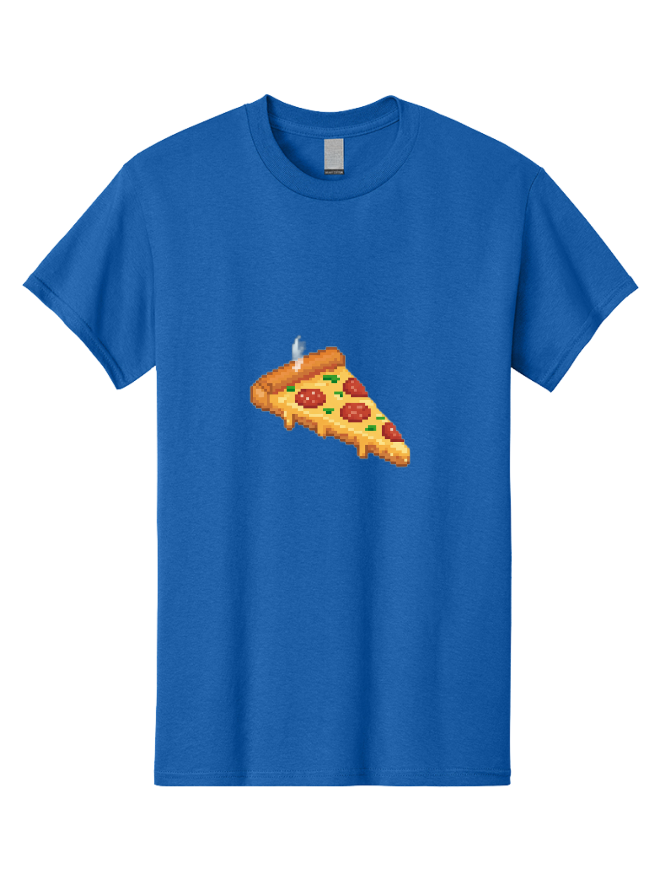 Pixelated-Pizza-Slice Men'S Graphic Tee, 100% Cotton, Comfortable Casual Summer Wear, Machine Washable, Delicious Pepperoni Pizza, Cheesy Goodness, Pixel Art, Retro Video Game, Tasty Treat, Melted Cheese, Savory Flavors, Foodie Delight Bac259