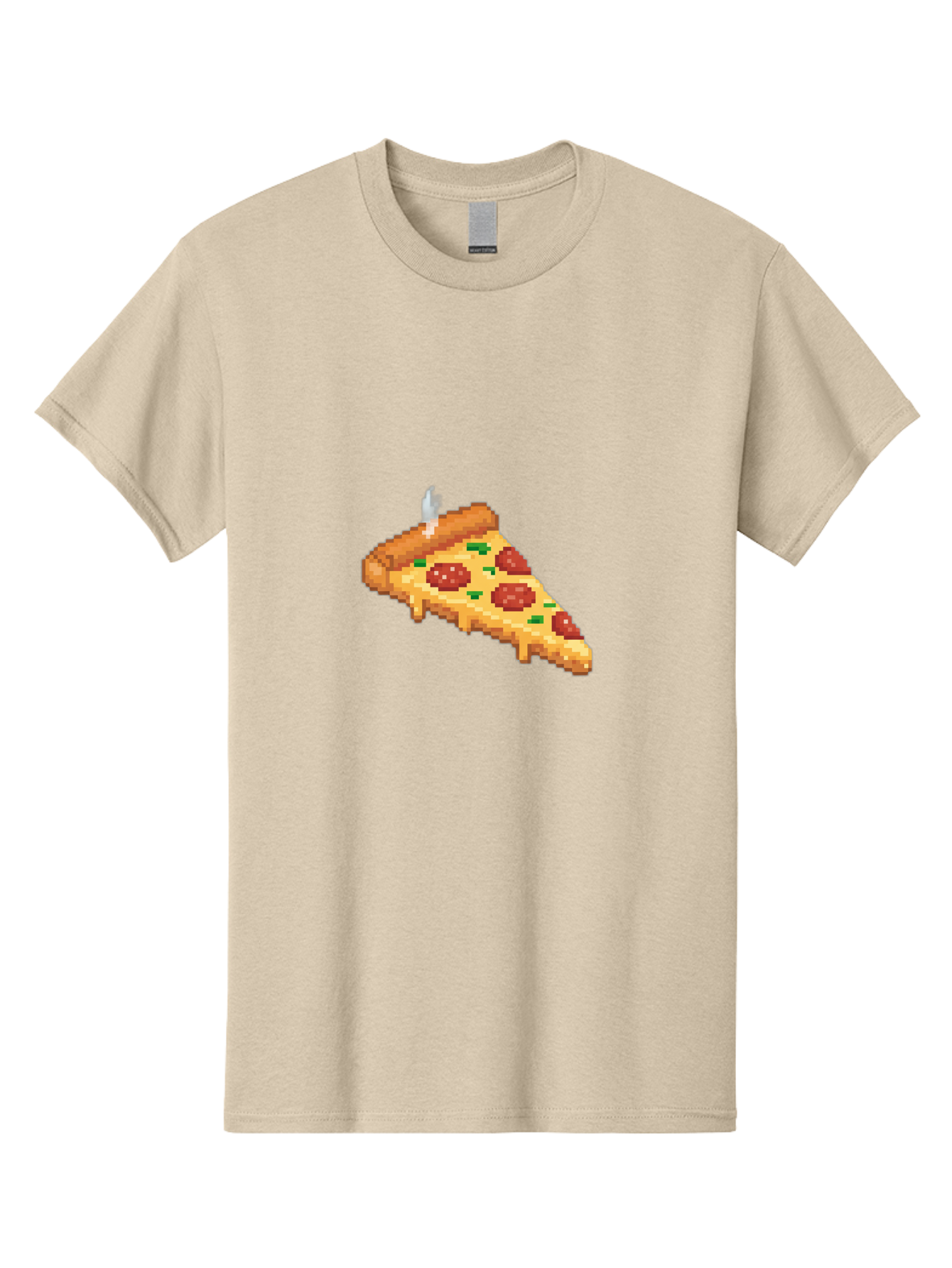 Pixelated-Pizza-Slice Men'S Graphic Tee, 100% Cotton, Comfortable Casual Summer Wear, Machine Washable, Delicious Pepperoni Pizza, Cheesy Goodness, Pixel Art, Retro Video Game, Tasty Treat, Melted Cheese, Savory Flavors, Foodie Delight Bac259