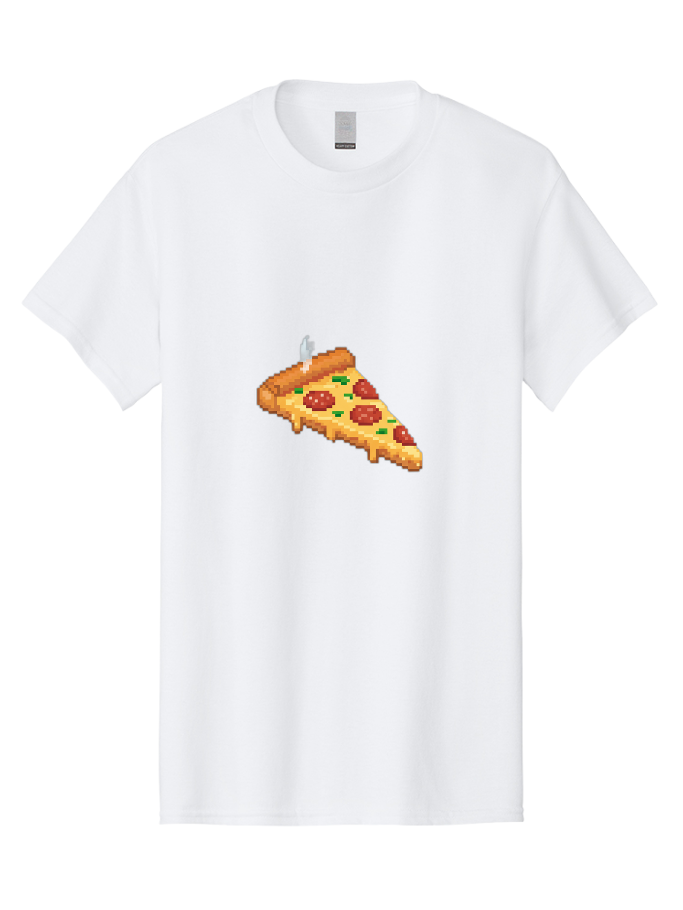 Pixelated-Pizza-Slice Men'S Graphic Tee, 100% Cotton, Comfortable Casual Summer Wear, Machine Washable, Delicious Pepperoni Pizza, Cheesy Goodness, Pixel Art, Retro Video Game, Tasty Treat, Melted Cheese, Savory Flavors, Foodie Delight Bac259