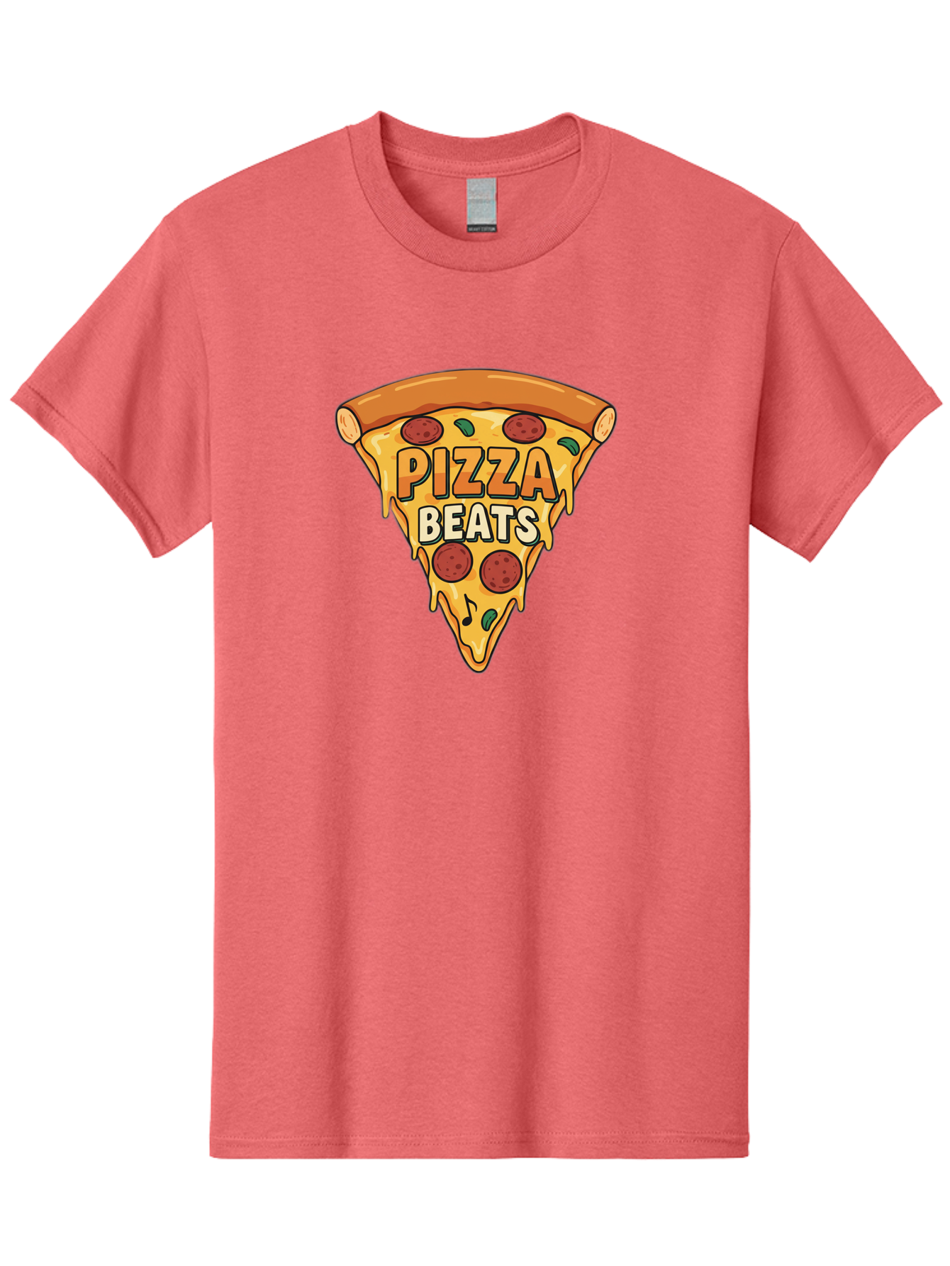 Pizza-Beats Men'S Graphic Tee, 100% Cotton, Comfortable Casual Summer Wear, Machine Washable, Pizza Slice, Pepperoni Pizza, Melted Cheese, Cartoon Food, Playful Graphics, Fun Design, Pizza Beats, Foodie Art, Tasty Treats, Delicious Pizza Bac260