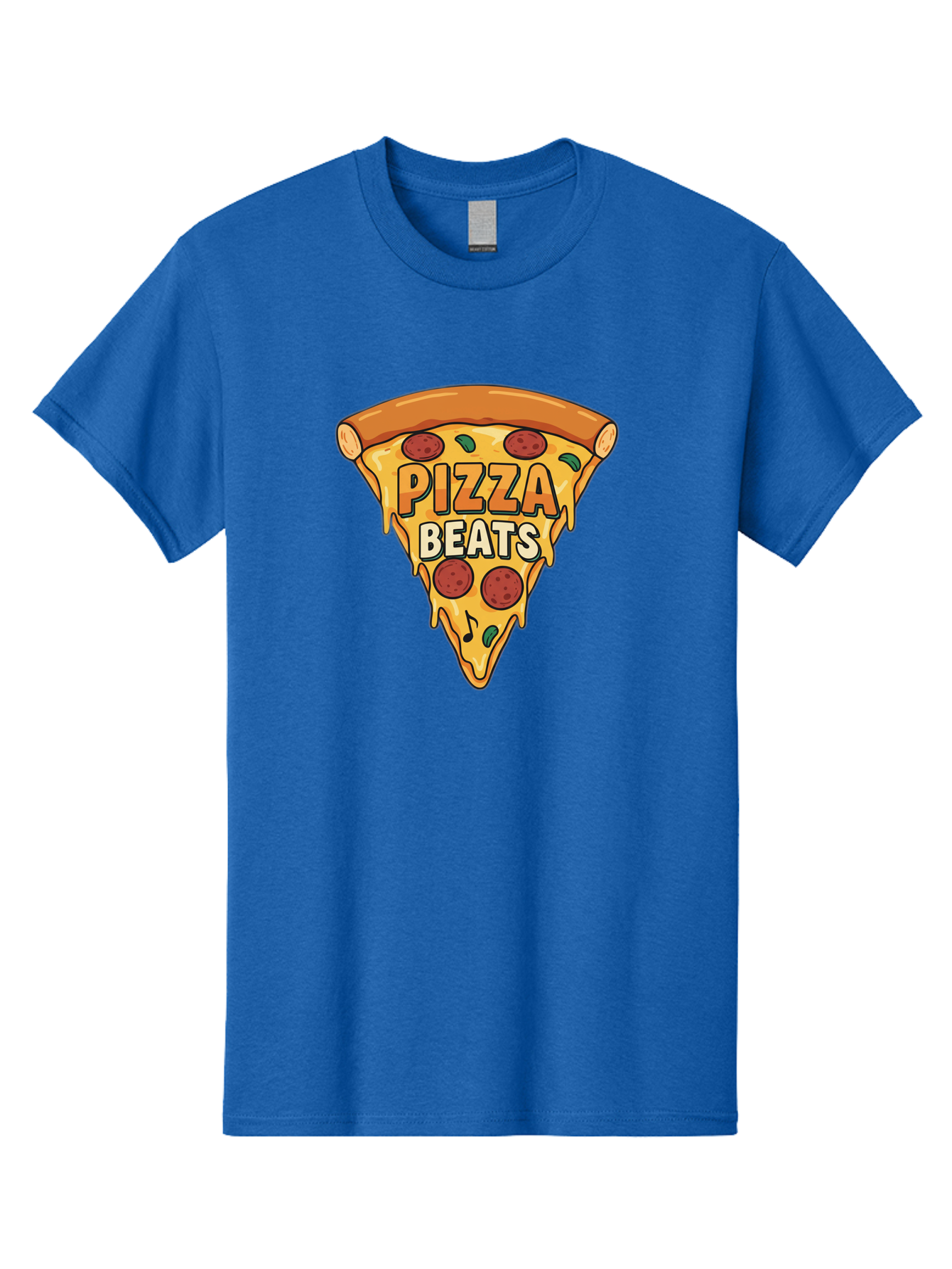 Pizza-Beats Men'S Graphic Tee, 100% Cotton, Comfortable Casual Summer Wear, Machine Washable, Pizza Slice, Pepperoni Pizza, Melted Cheese, Cartoon Food, Playful Graphics, Fun Design, Pizza Beats, Foodie Art, Tasty Treats, Delicious Pizza Bac260