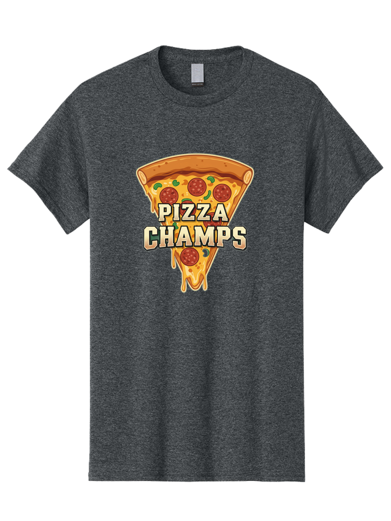 Pizza-Champs Men'S Graphic Tee, 100% Cotton, Comfortable Casual Summer Wear, Machine Washable, Pepperoni Pizza Slice, Cheese Stretch, Pizza Toppings, Italian Food, Pizza Champions, Gaming Logo, Cartoon Style, Appetizing Pizza, Cheesy Pizza, Bac261