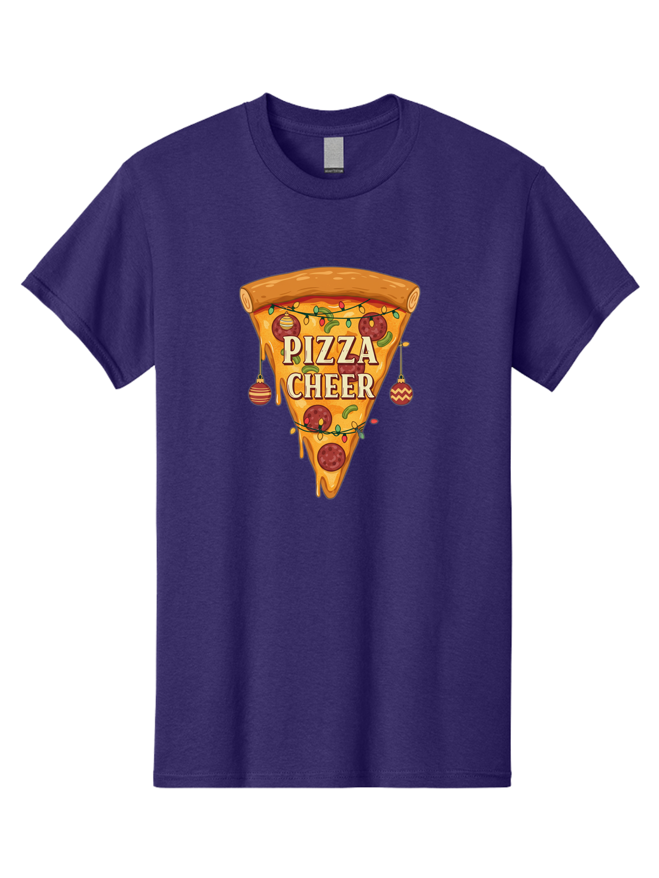 Pizza-Cheer Men'S Graphic Tee, 100% Cotton, Comfortable Casual Summer Wear, Machine Washable, Pizza Slice, Pepperoni Pizza, Christmas Decorations, Holiday Cheer, Festive Food, Delicious Pizza, Christmas Ornaments, Pizza Party, Merry Christmas Bac262