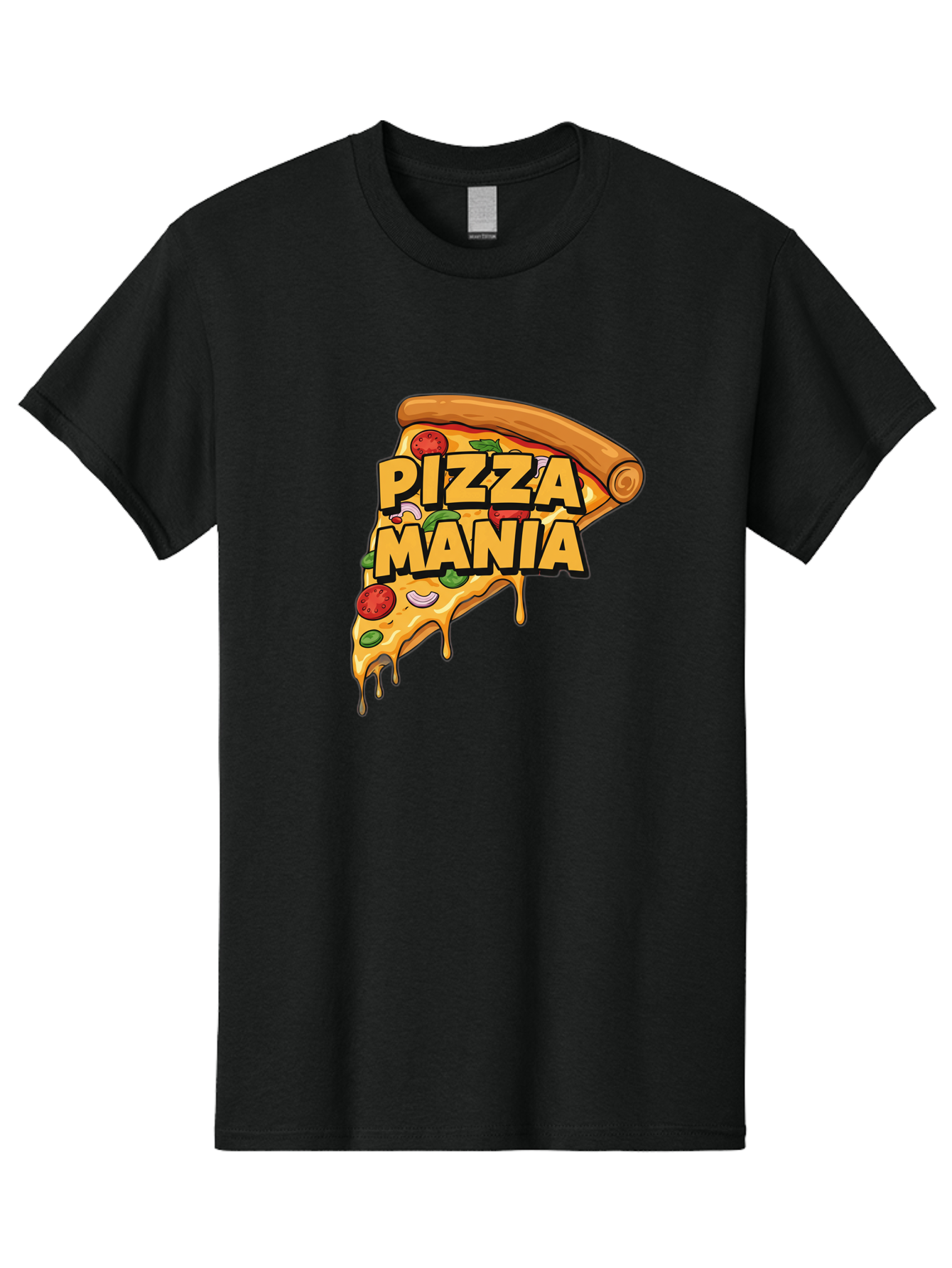 Pizza-Mania Men'S Graphic Tee, 100% Cotton, Comfortable Casual Summer Wear, Machine Washable, Cheesy Pizza Slice, Pizza Toppings, Tomato Sauce, Melted Mozzarella, Pizza Mania, Foodie, Italian Cuisine, Savory Delight, Mouth-Watering Pizza Bac266