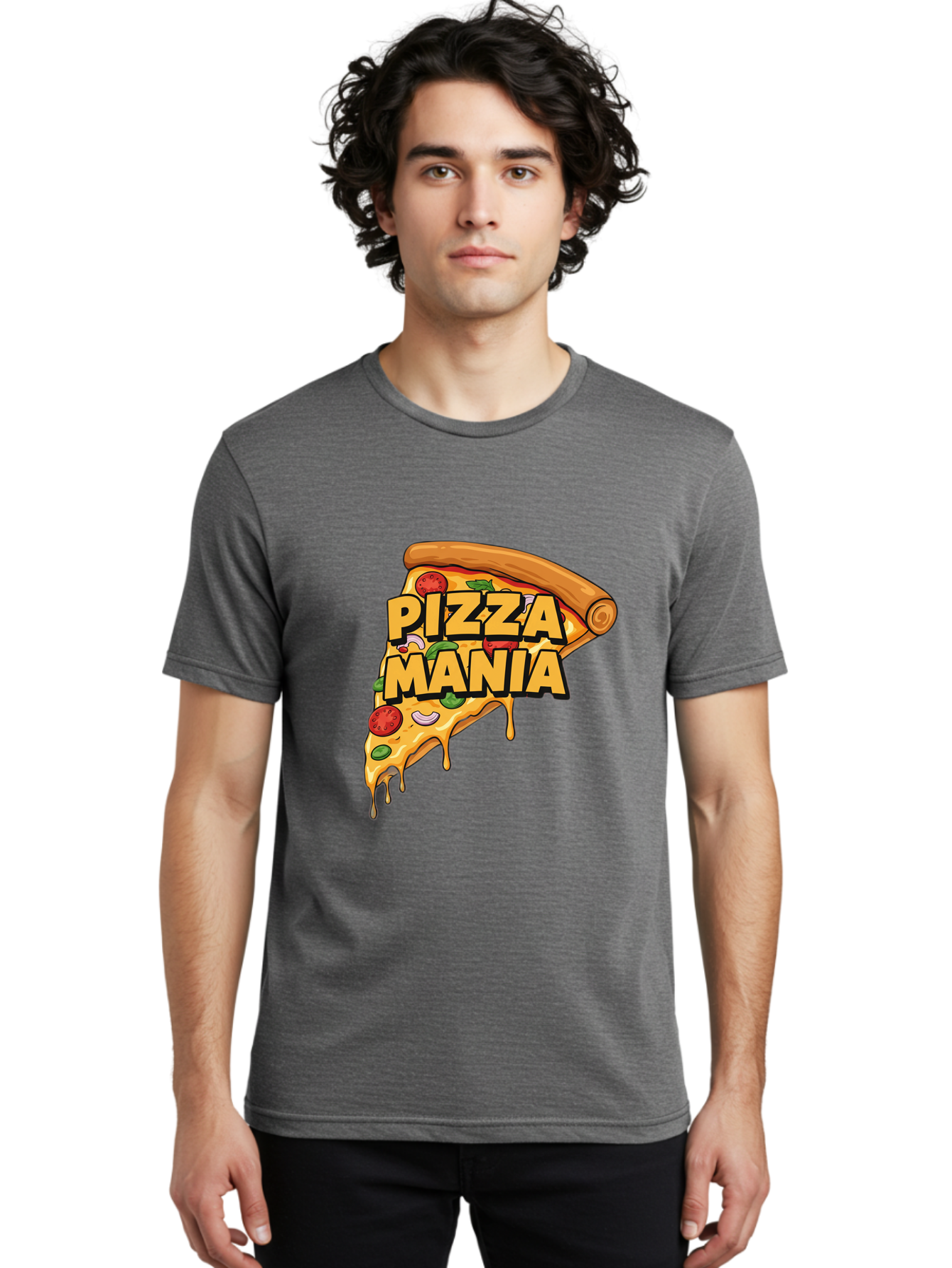 Pizza-Mania Men'S Graphic Tee, 100% Cotton, Comfortable Casual Summer Wear, Machine Washable, Cheesy Pizza Slice, Pizza Toppings, Tomato Sauce, Melted Mozzarella, Pizza Mania, Foodie, Italian Cuisine, Savory Delight, Mouth-Watering Pizza Bac266
