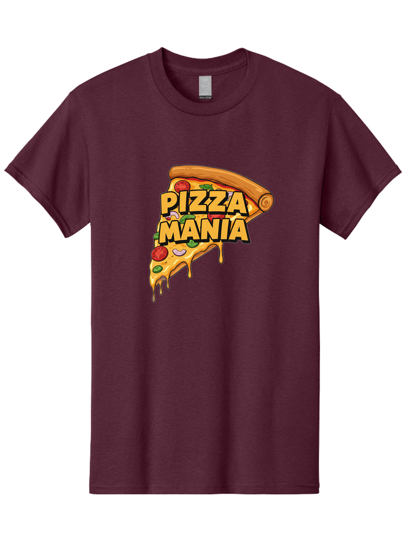Pizza-Mania Men'S Graphic Tee, 100% Cotton, Comfortable Casual Summer Wear, Machine Washable, Cheesy Pizza Slice, Pizza Toppings, Tomato Sauce, Melted Mozzarella, Pizza Mania, Foodie, Italian Cuisine, Savory Delight, Mouth-Watering Pizza Bac266