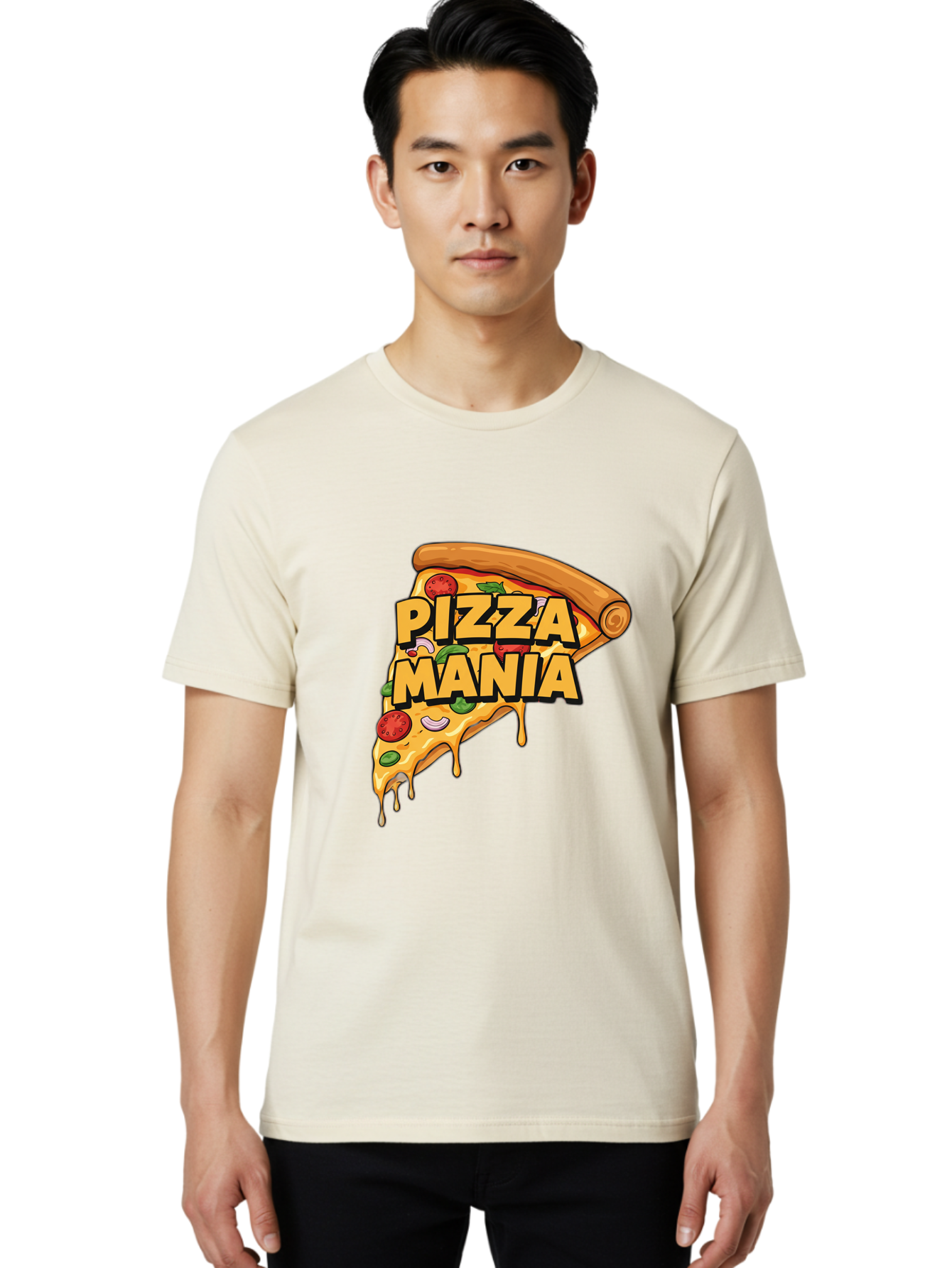 Pizza-Mania Men'S Graphic Tee, 100% Cotton, Comfortable Casual Summer Wear, Machine Washable, Cheesy Pizza Slice, Pizza Toppings, Tomato Sauce, Melted Mozzarella, Pizza Mania, Foodie, Italian Cuisine, Savory Delight, Mouth-Watering Pizza Bac266