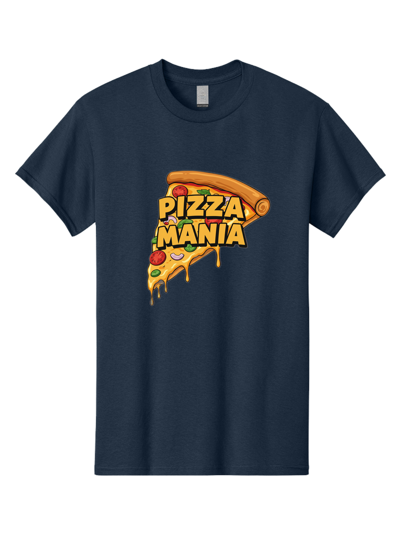 Pizza-Mania Men'S Graphic Tee, 100% Cotton, Comfortable Casual Summer Wear, Machine Washable, Cheesy Pizza Slice, Pizza Toppings, Tomato Sauce, Melted Mozzarella, Pizza Mania, Foodie, Italian Cuisine, Savory Delight, Mouth-Watering Pizza Bac266