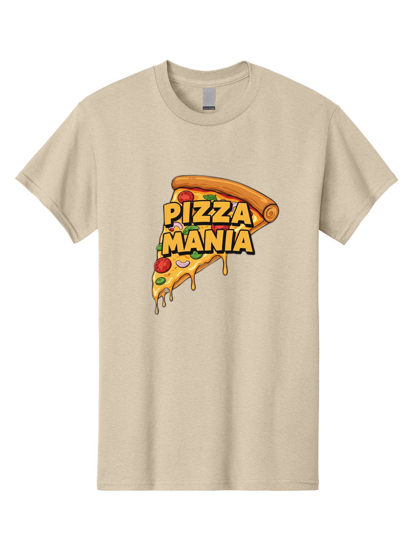 Pizza-Mania Men'S Graphic Tee, 100% Cotton, Comfortable Casual Summer Wear, Machine Washable, Cheesy Pizza Slice, Pizza Toppings, Tomato Sauce, Melted Mozzarella, Pizza Mania, Foodie, Italian Cuisine, Savory Delight, Mouth-Watering Pizza Bac266