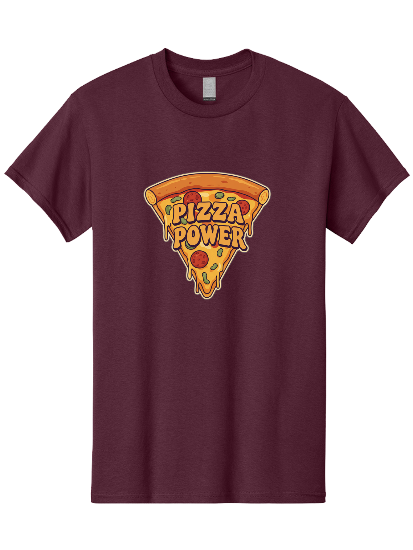 Pizza-Power Men'S Graphic Tee, 100% Cotton, Comfortable Casual Summer Wear, Machine Washable, Pizza Slice, Melted Cheese, Pepperoni Pizza, Jalapenos, Cartoon Style, Food Illustration, Melted Mozzarella, Pizza Toppings Bac267